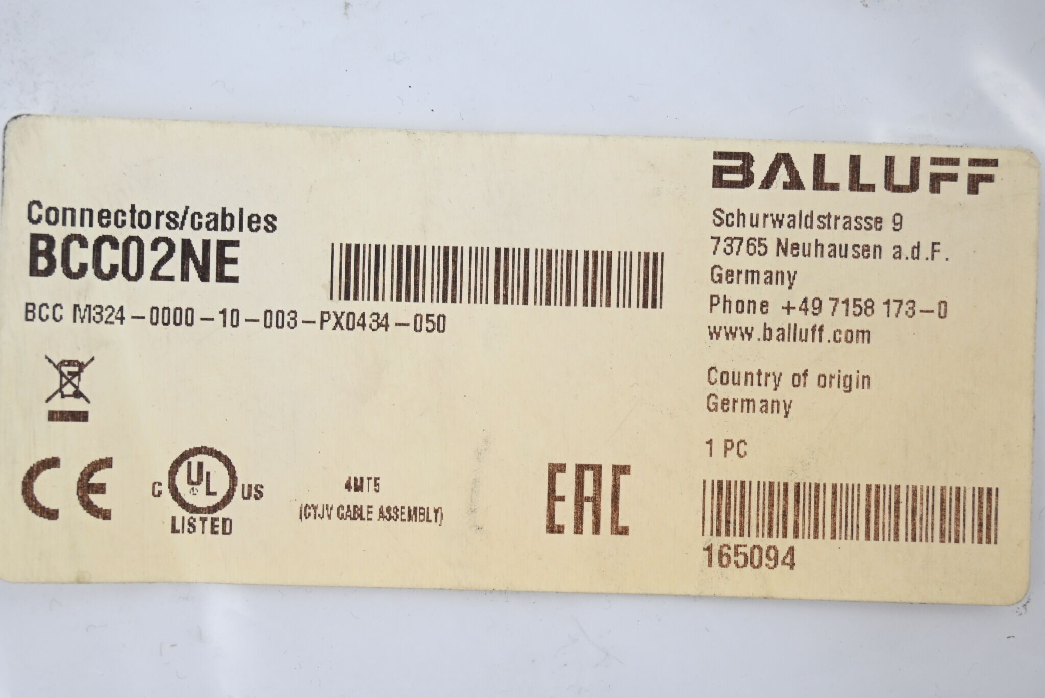 Balluff BCC02NE Verbindungskabel BCC M324-0000-10-003-PX0434-050 ( 5m )