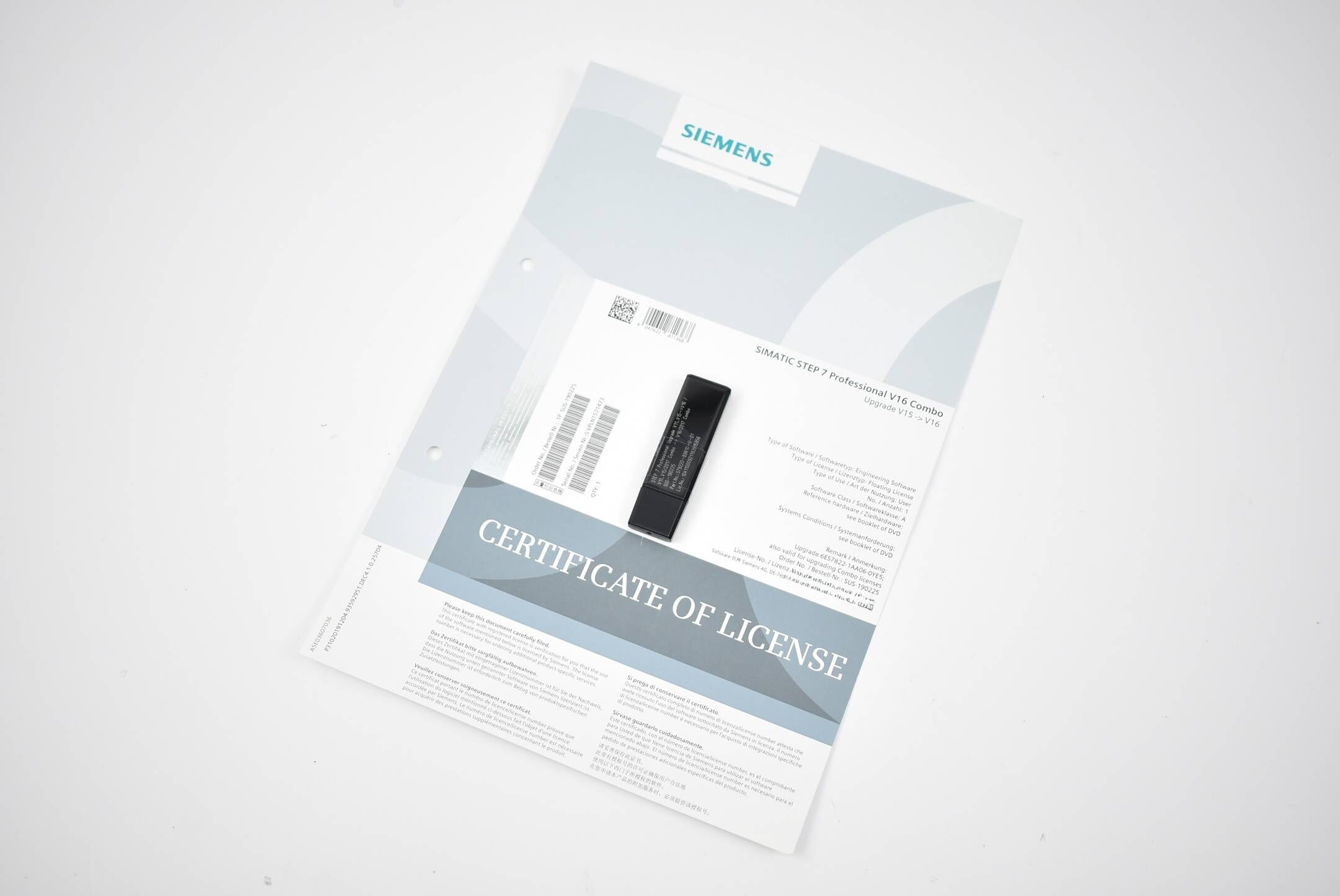 Siemens Simatic STEP 7 Professional V16 Combo 1P SUS-190225