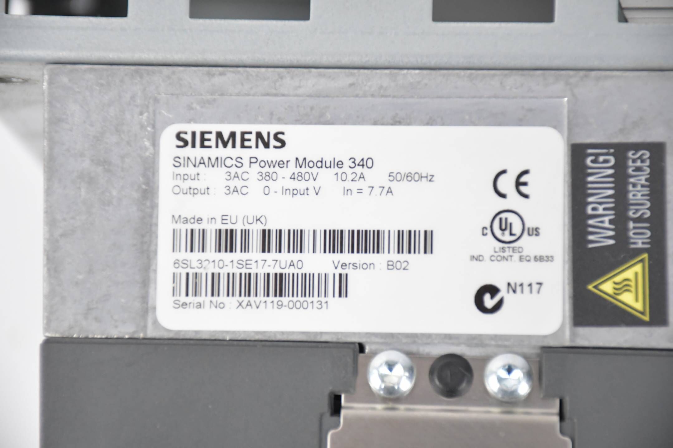 Siemens sinamics S120 Power PM340 6SL3210-1SE17-7UA0 ( 6SL3 210-1SE17-7UA0 ) B02
