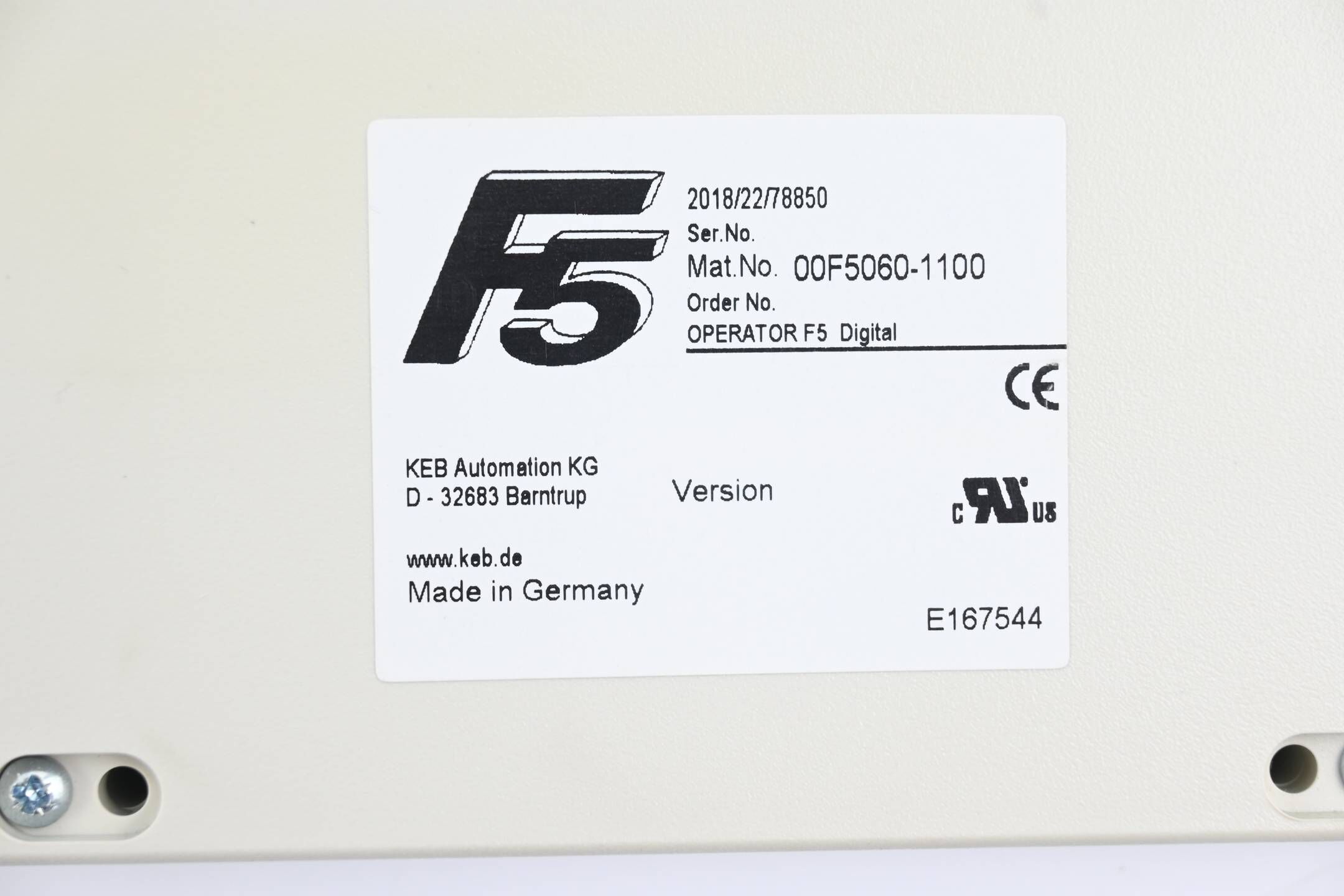 KEB Operator F5 Digital 00F5060-1100 