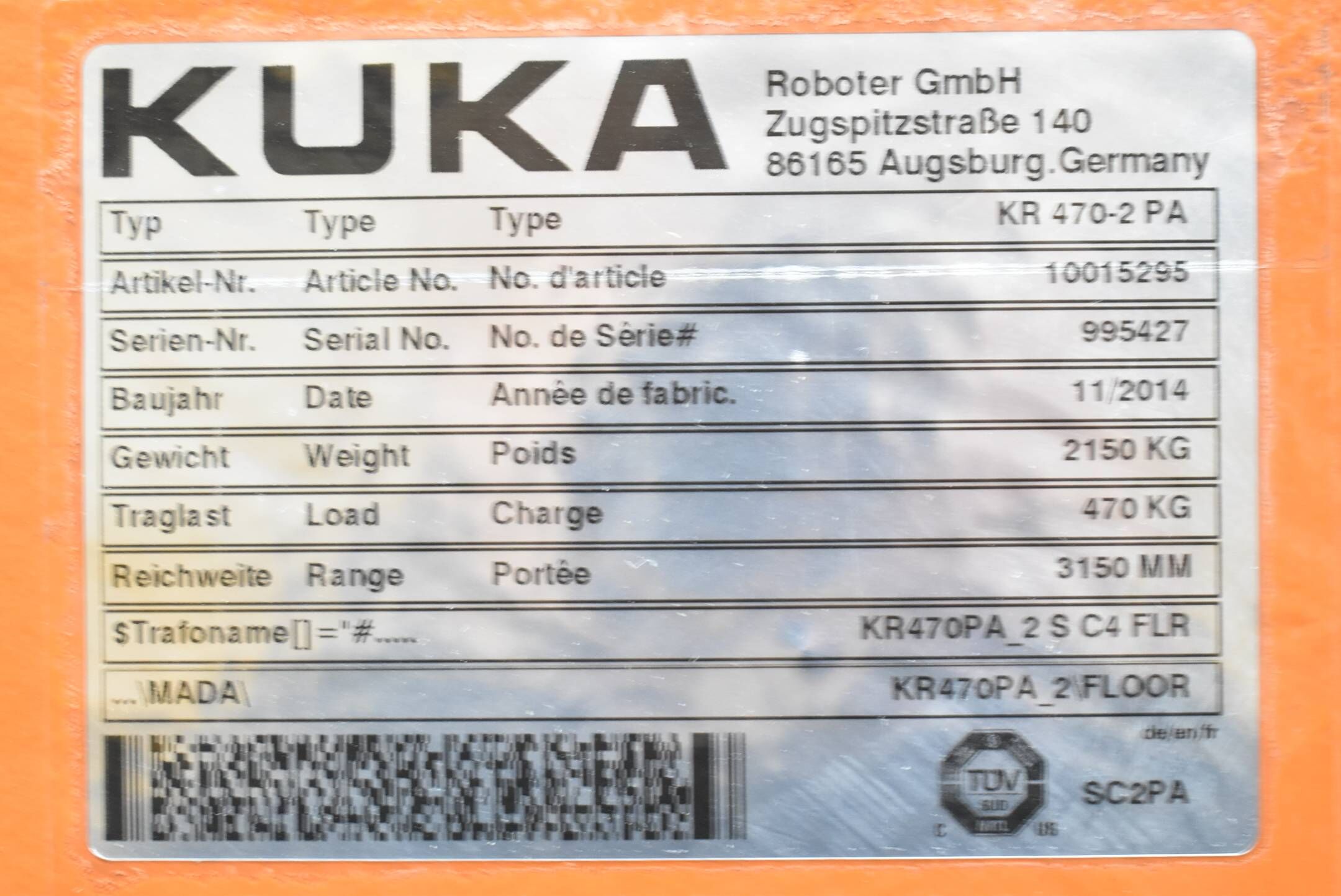 Kuka Roboter KR 470-2 PA + Schaltschrank KR C4 + Bedienpanel 00-168-334