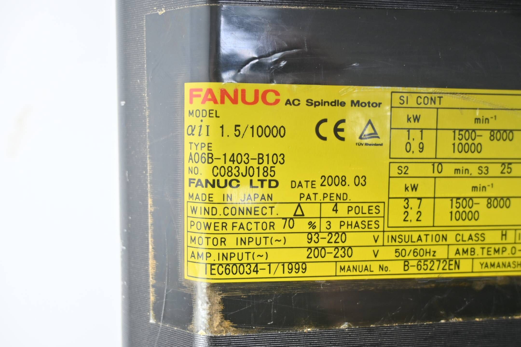 Fanuc AC Spindle Motor A06B-1403-B103