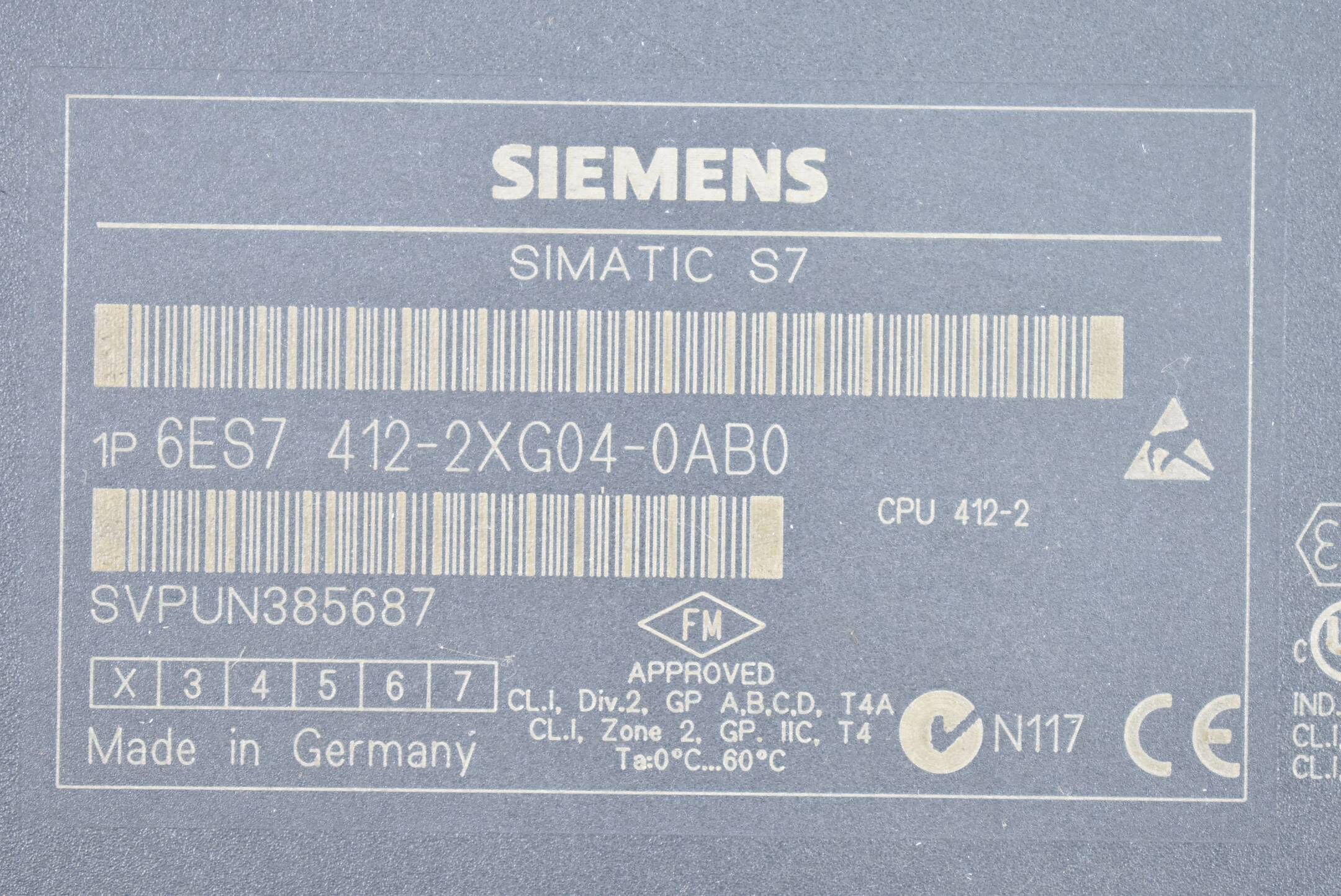 Siemens Simatic S7-400 CPU 6ES7 412-2XG04-0AB0 ( 6ES7412-2XG04-0AB0 ) E2