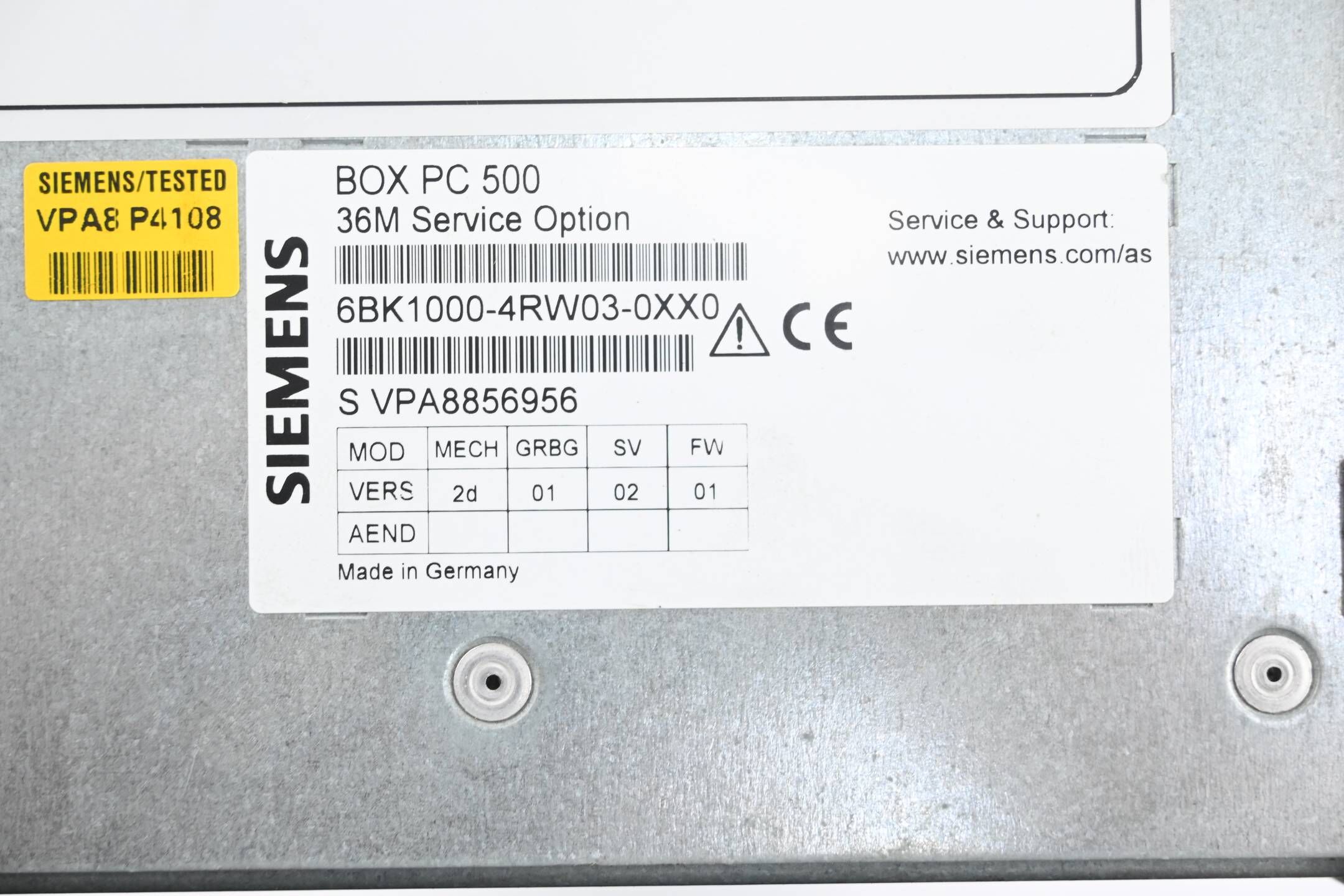 Siemens Box PC 500 36M Service Option 6BK1000-4RW03-0XX0 ( 6BK1 000-4RW03-0XX0 )