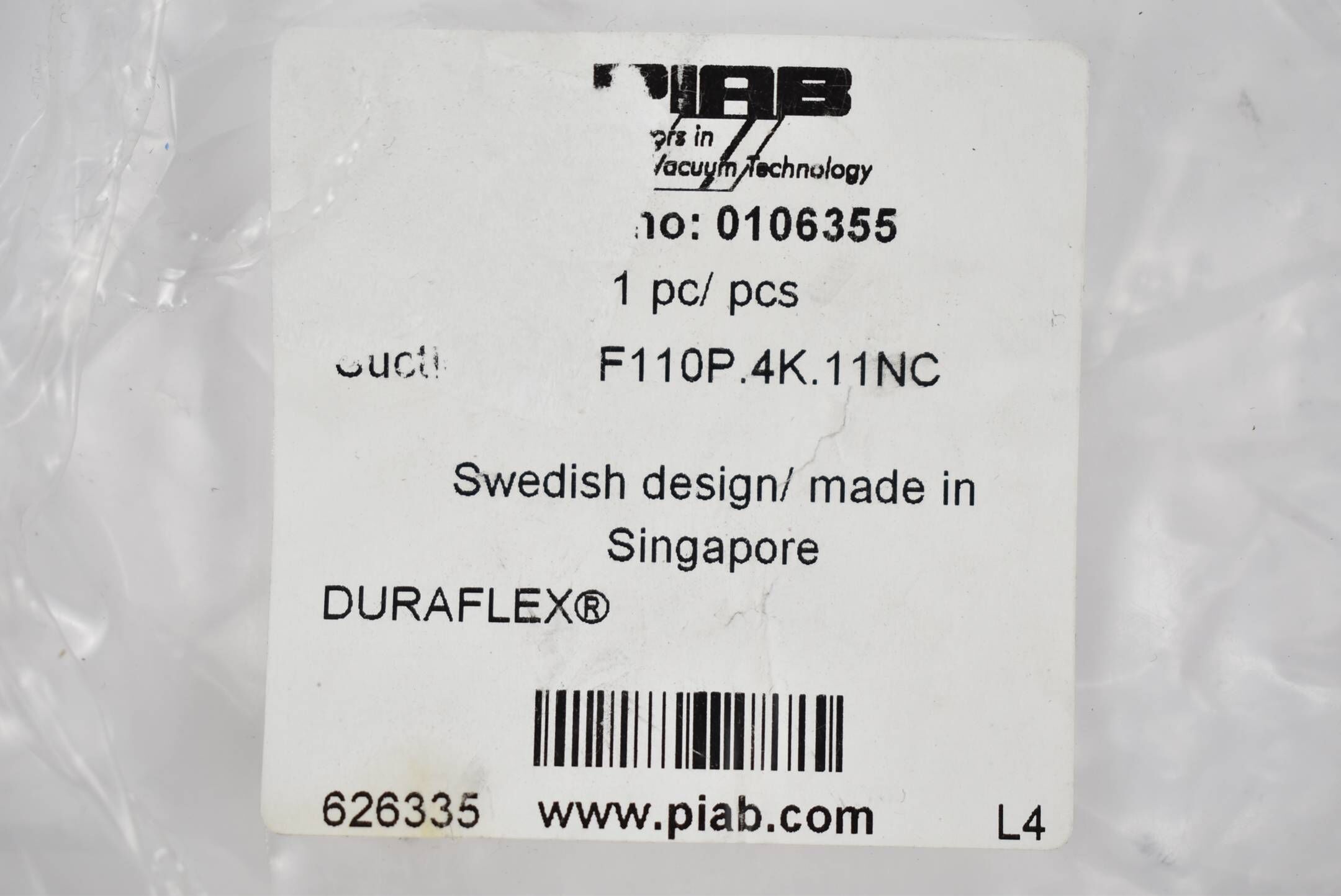 Piab Saugnapf F110P.4K.11NC ( 0106355 ) 30/60 G1/2" Innengewinde m. Filtersieb