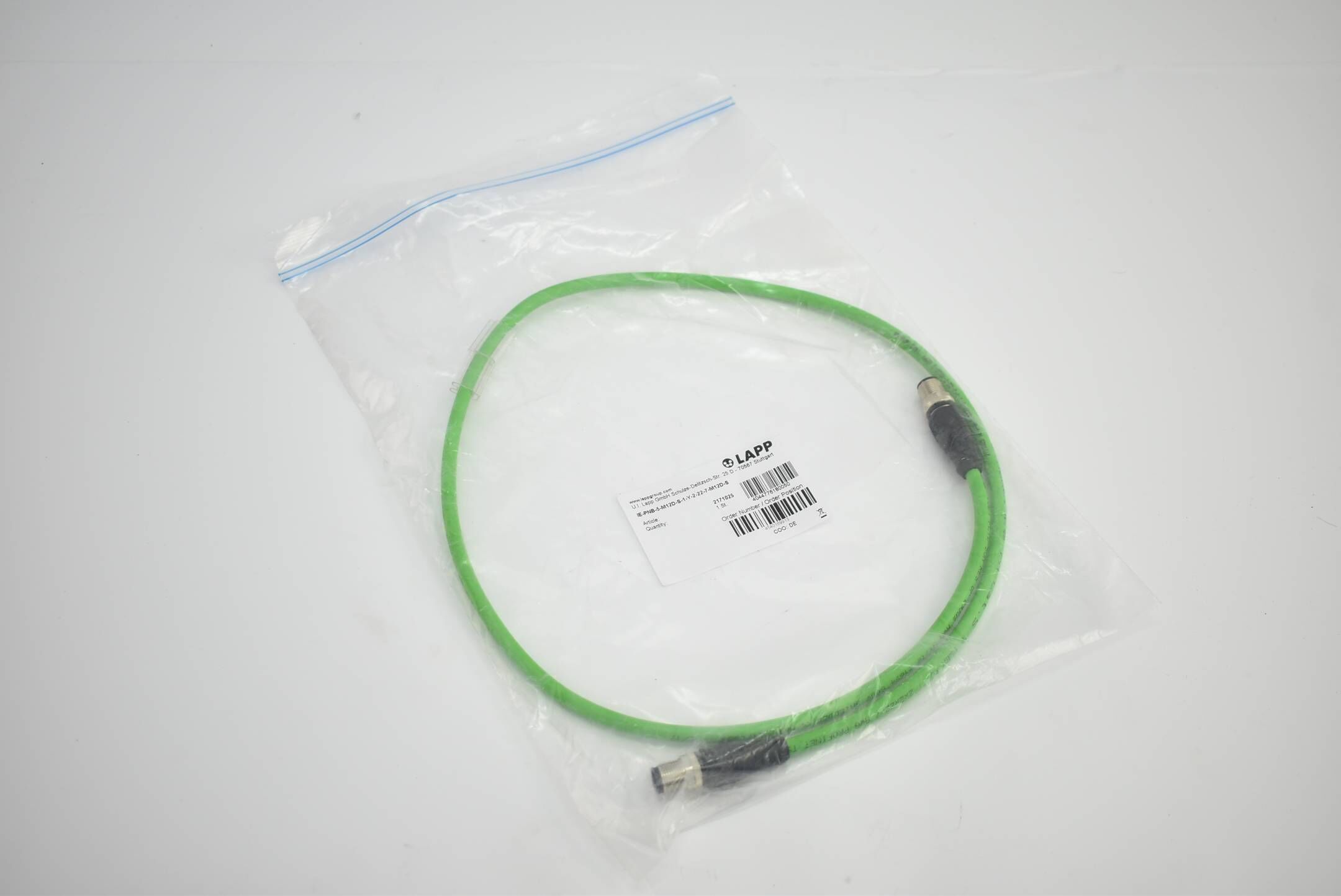 Lapp Ethernet PN Flex Cat.5 M12 IE-PNB-5-M12D-S-1-Y-2-22-7-M12D-S ( 2171025 )