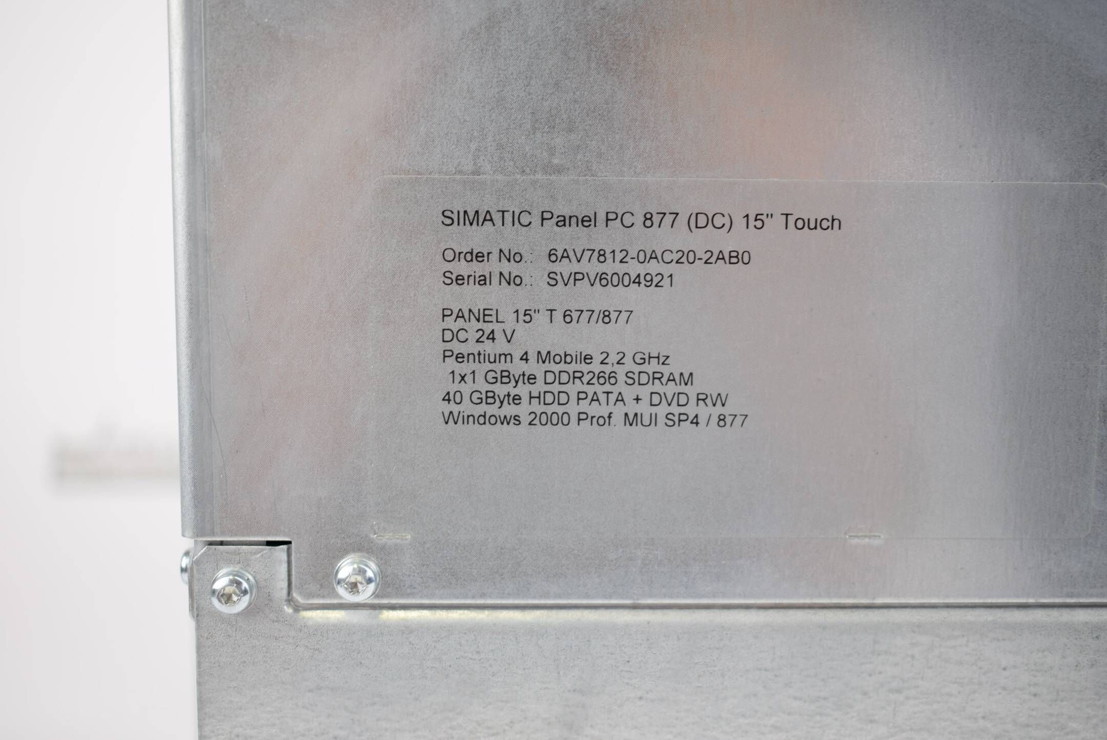 Siemens Simatic Panel PC 877 15" Touch 6AV7812-0AC20-2AB0 ( 6AV7 812-0AC20-2AB0 )