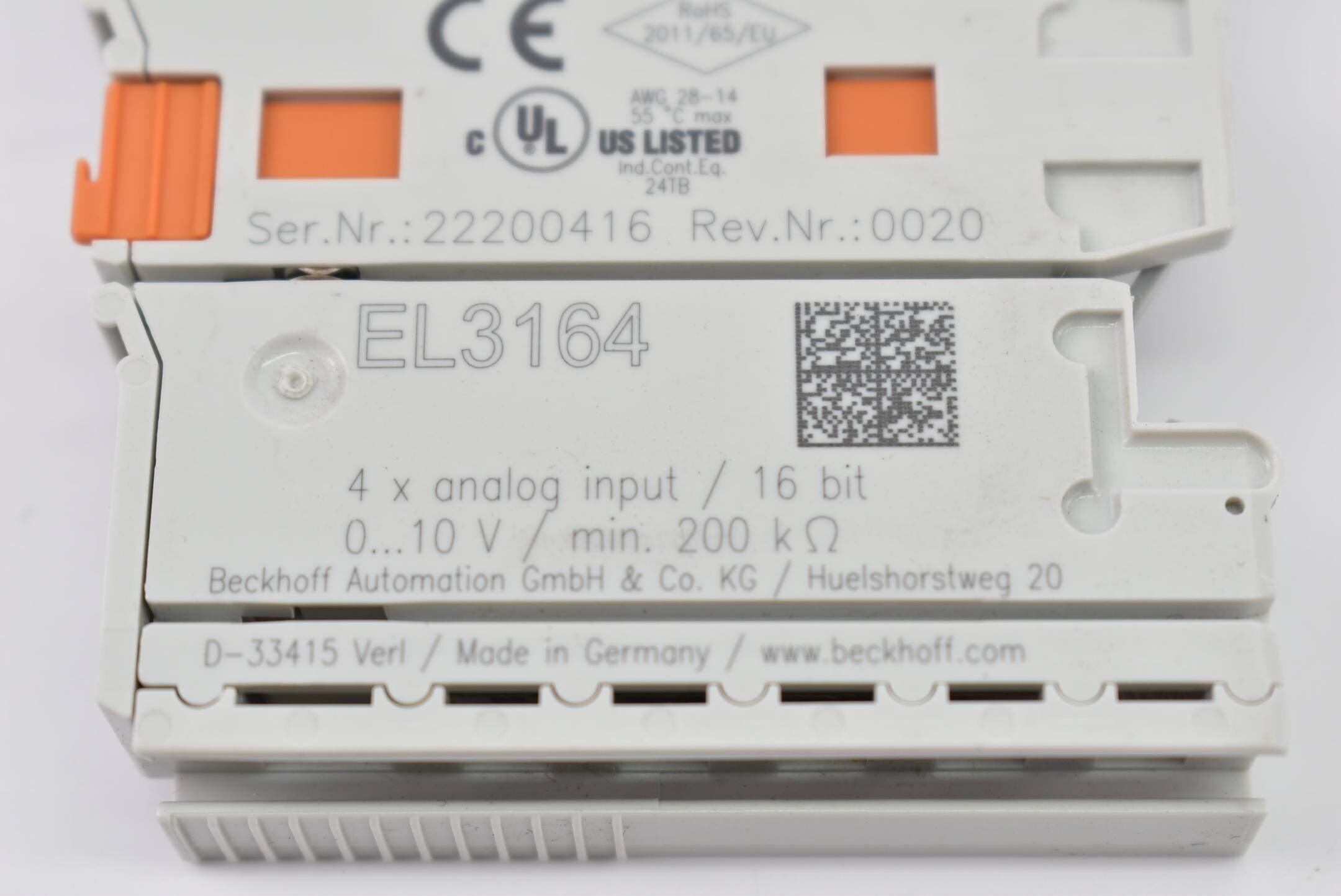 Beckhoff EtherCAT-Klemme 4-Kanal-Analog-Eingang 0-10V 16Bit EL3164 ( EL 3164 )