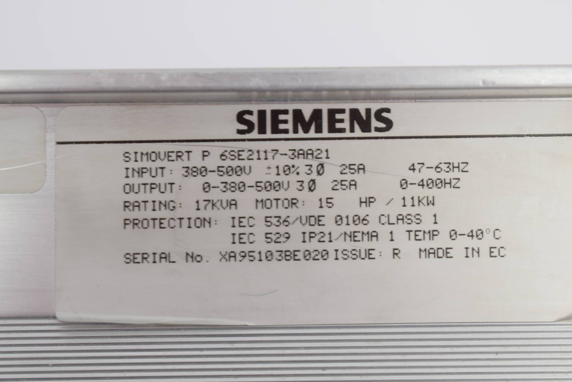 Siemens Simovert P 6SE2117-3AA21 ( 6SE2 117-3AA21 )