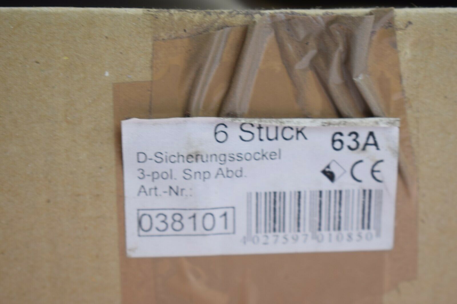 D-Sicherungssockel 3-pol. Snp Abd. 038101 6 Stück 