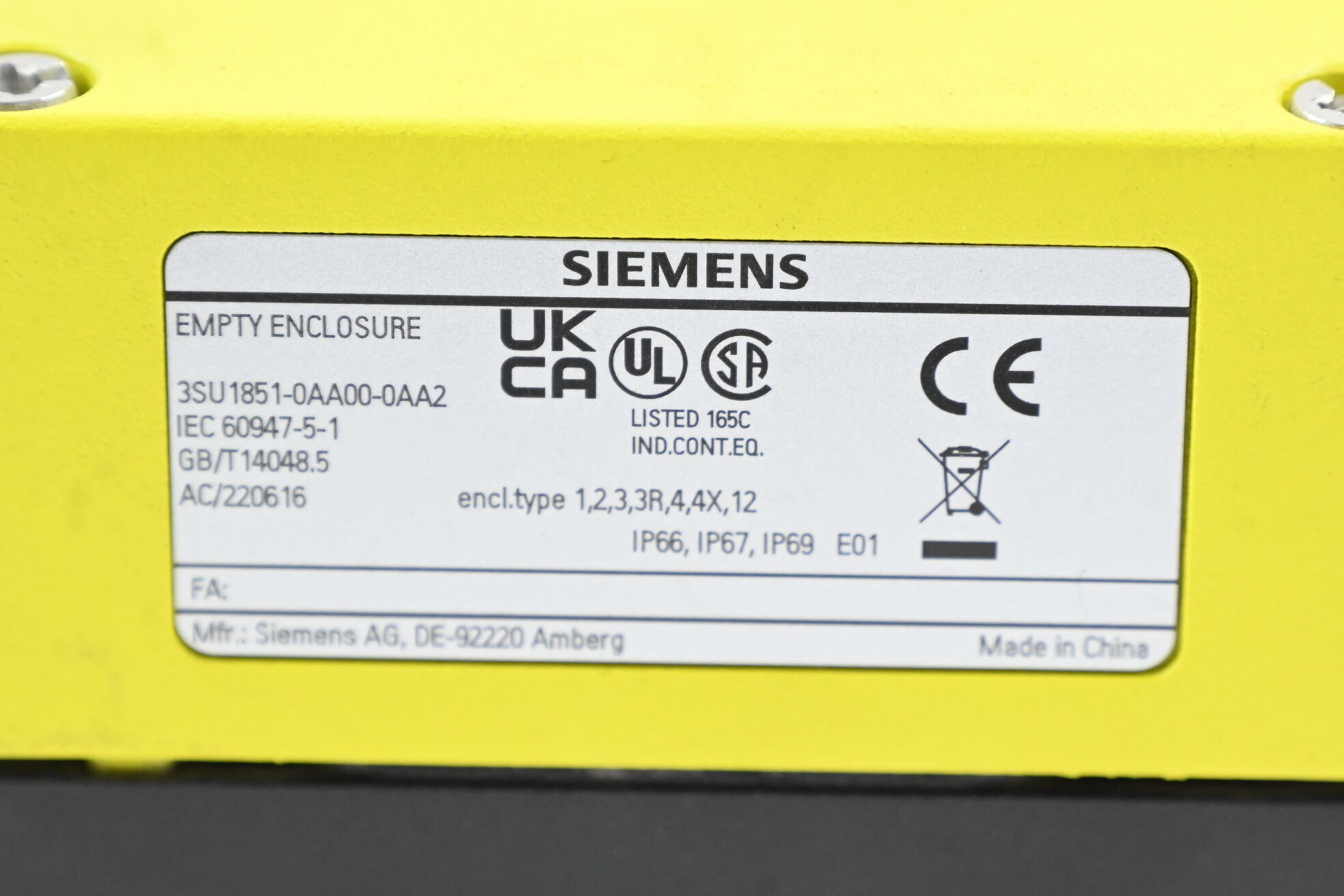 Siemens Gehäuse für Befehlsgeräte 3SU1851-0AA00-0AA2 ( 3SU1 851-0AA00-0AA2 )