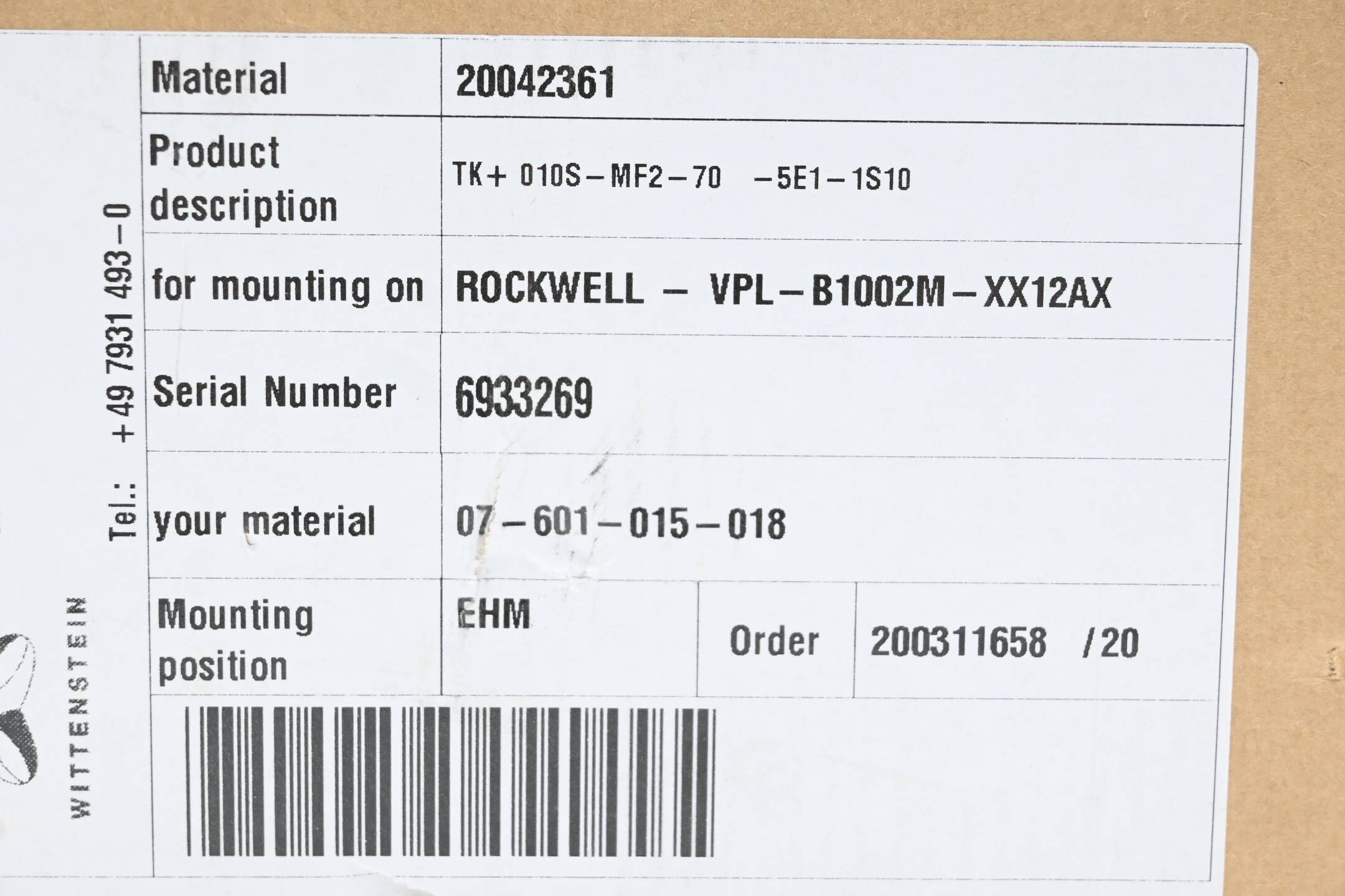 Wittenstein Planetengetriebe TK+ 010S-MF2-70 -5E1-1S10 ( 07-601-015-018 )