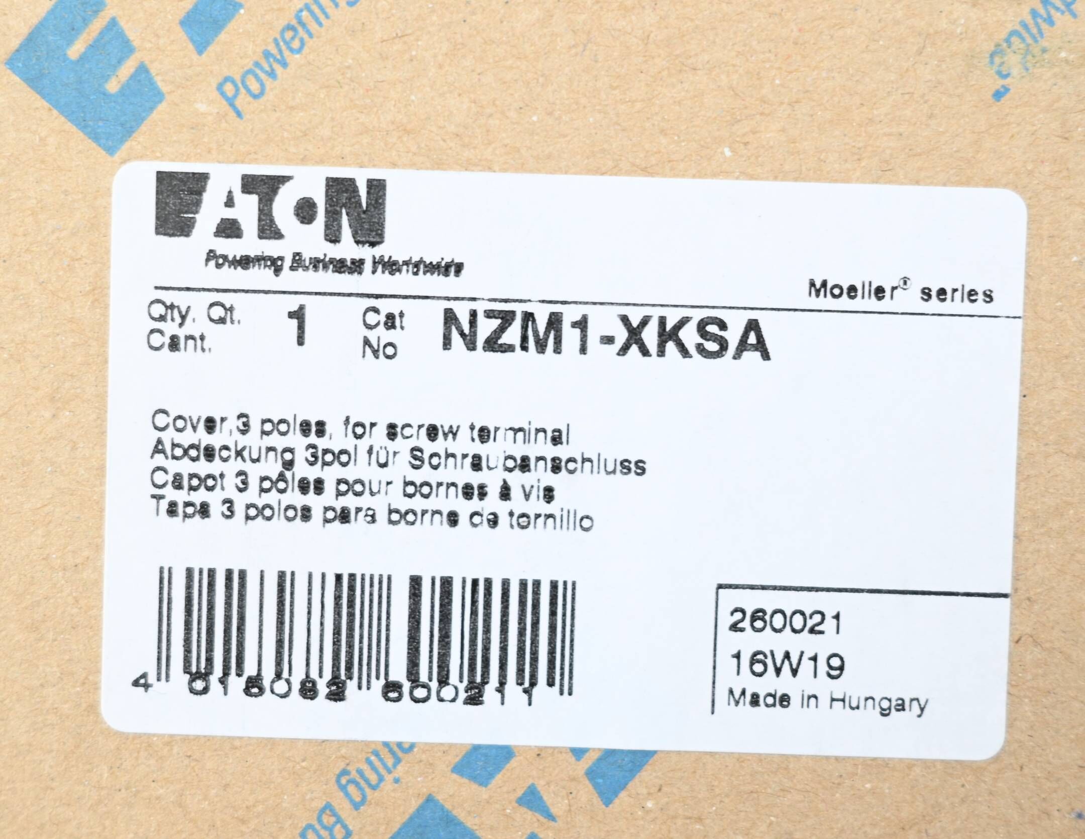 Eaton Abdeckung 3pol für Schraubanschluss NZM1-XKSA ( 260021 )
