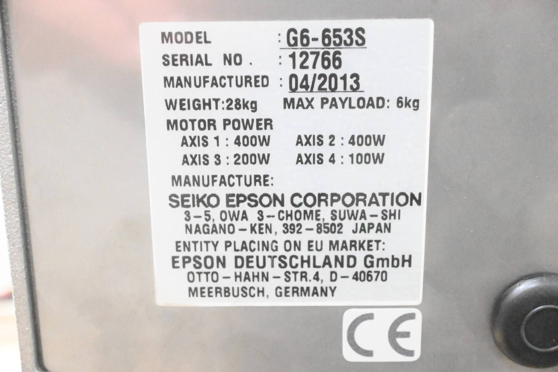 Seiko Epson SCARA Roboter G6-653S inkl. Epson Robot Controller RC180