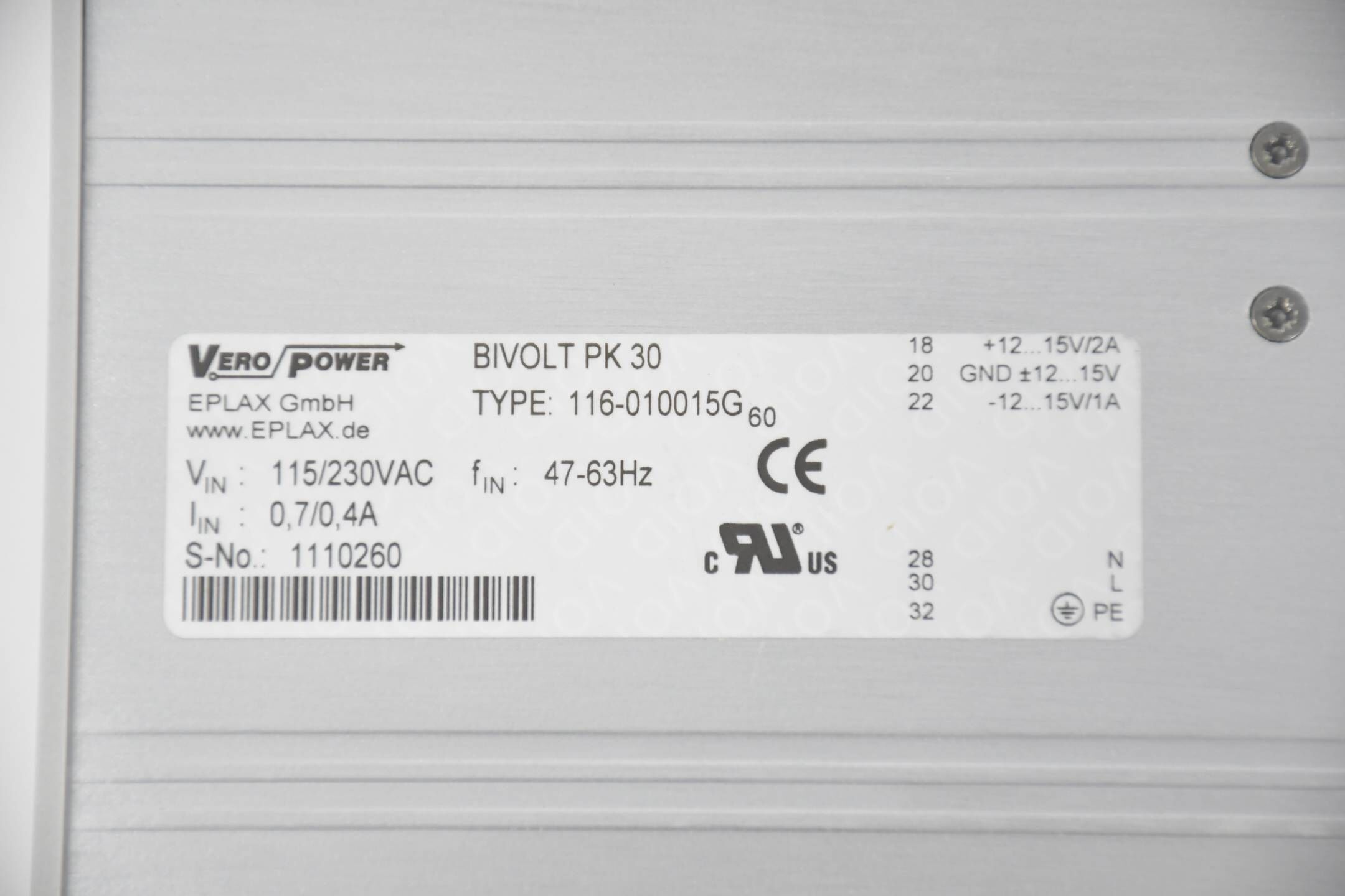 Eplax Vero Power primär getaktetes Einschubnetzteil BIVOLT PK 30 116-010015G