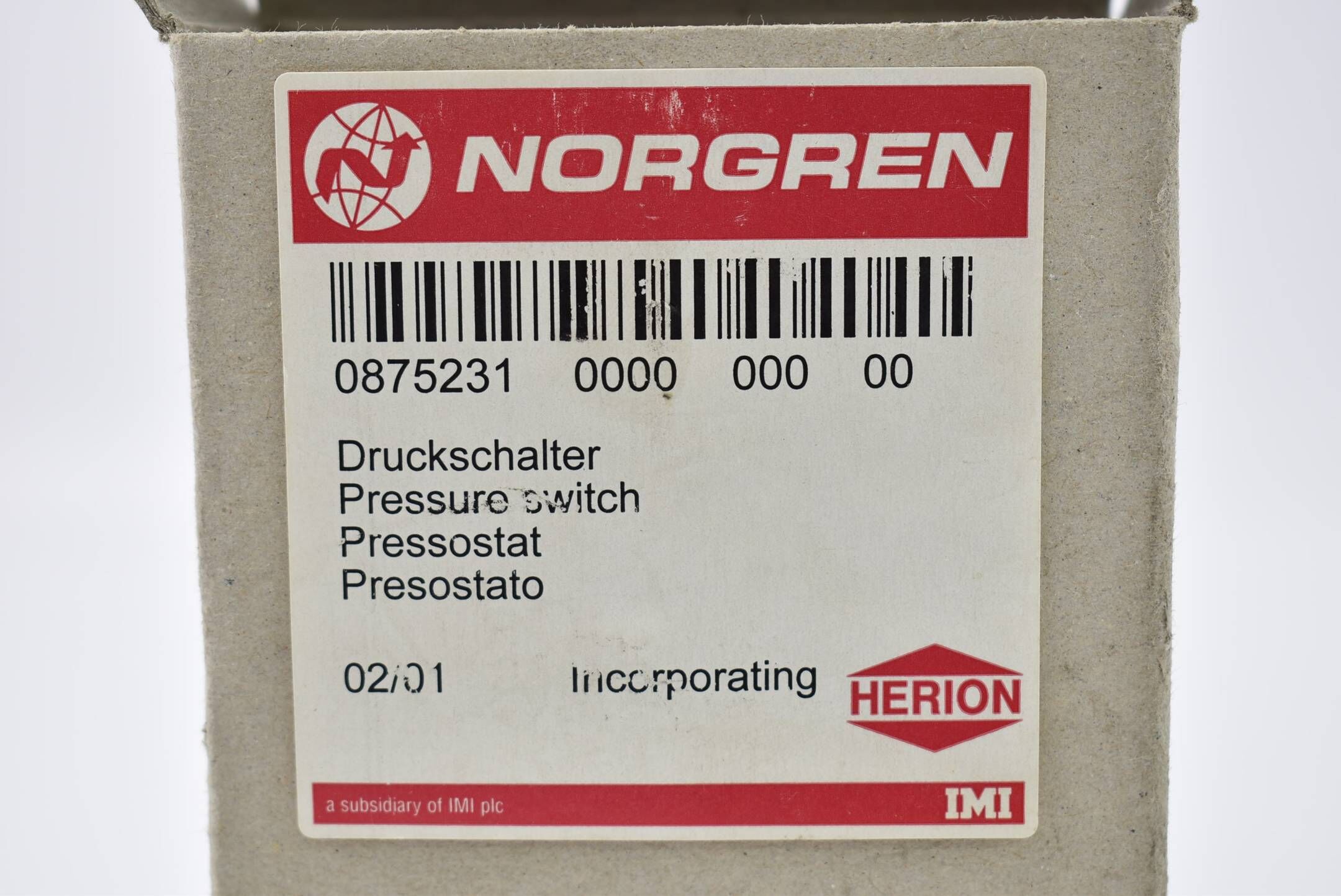 Norgren Druckschalter 0875231 inkl. Hirschmann Leitungsdose 931453-106
