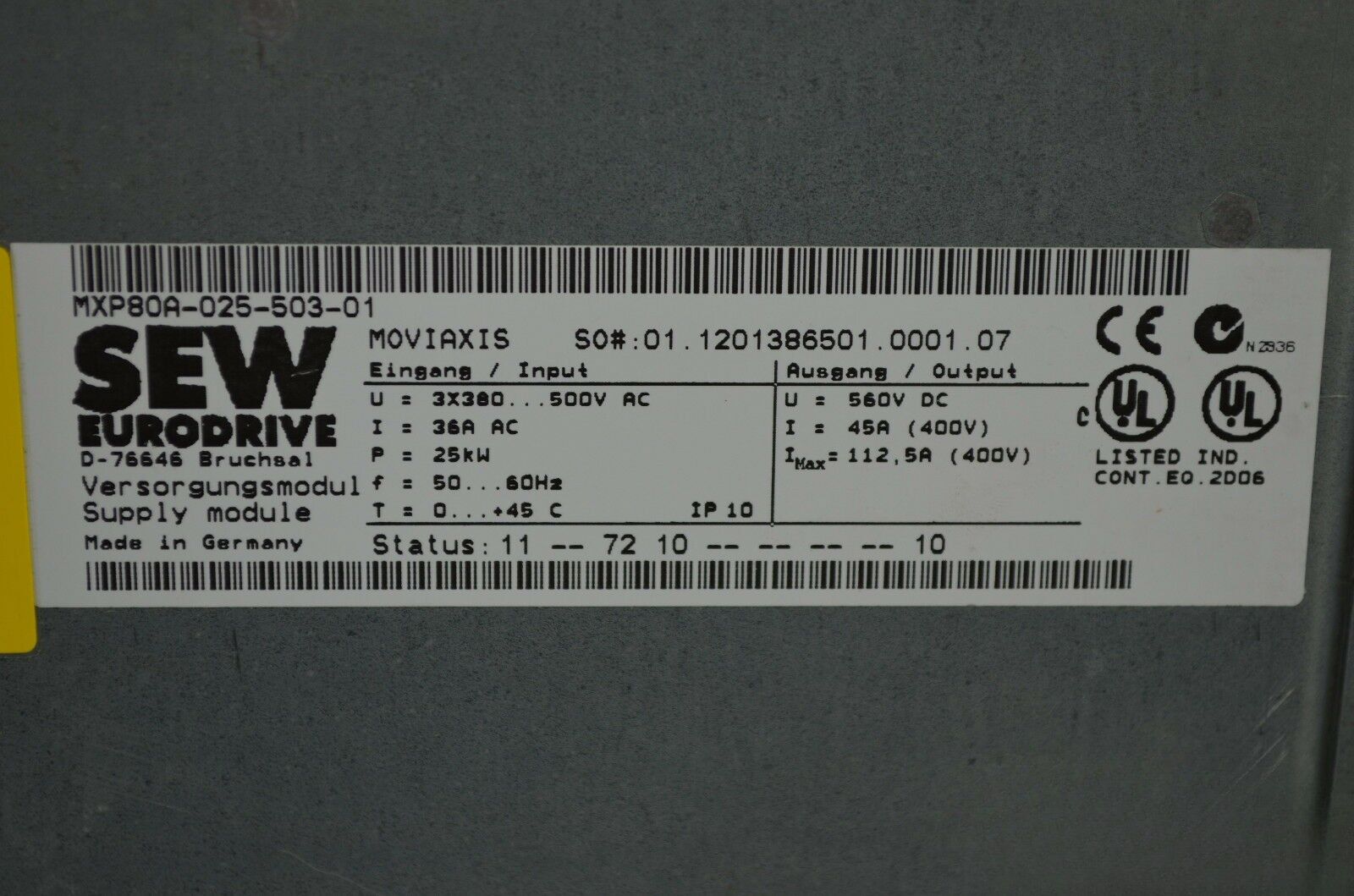 SEW Eurodrive Moviaxis Versorgungsmodul MXP80A-025-503-01