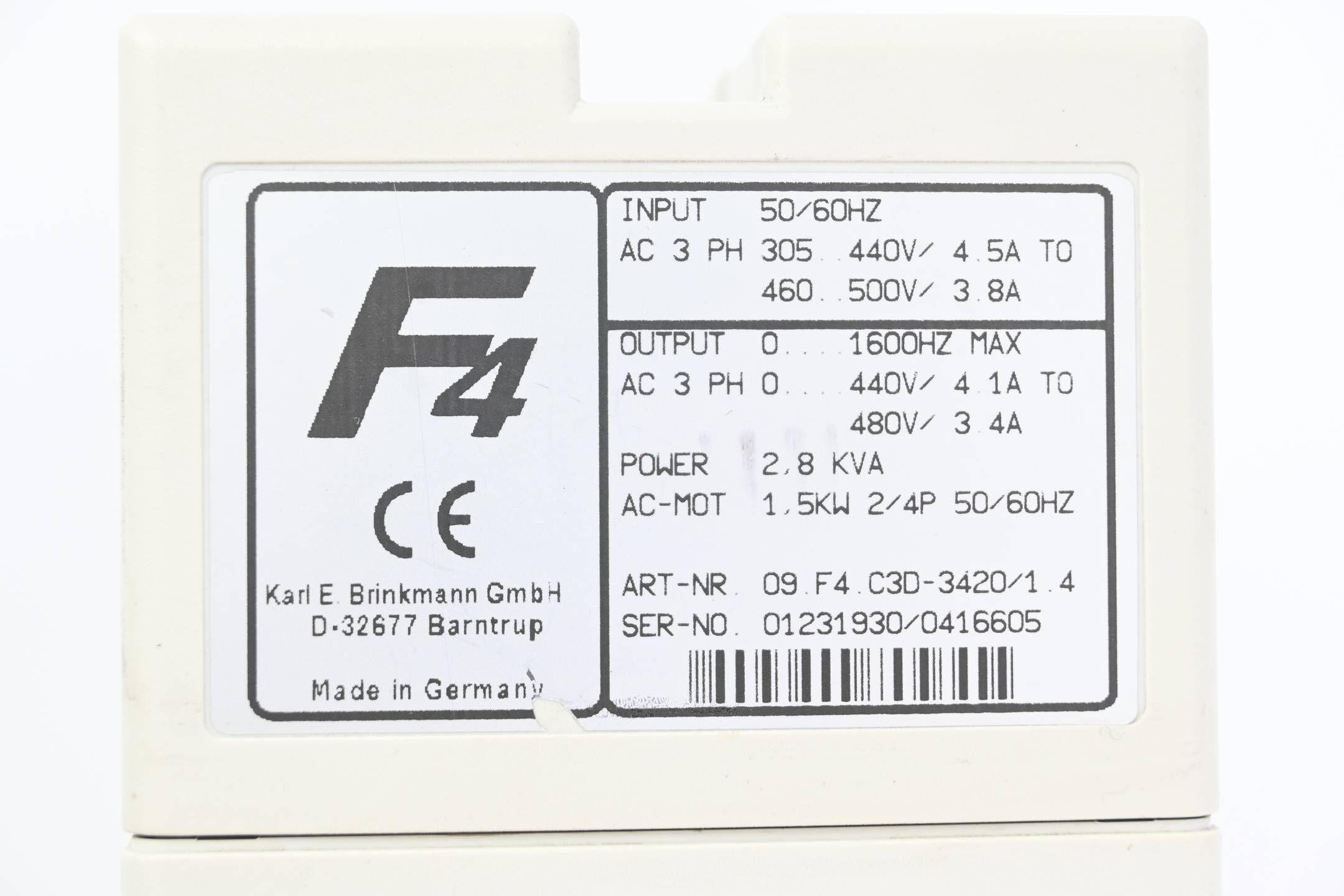 KEB Combivert F4 Frequenzumrichter 09.F4.C3D-3420/1.4 inkl. Netzfilter