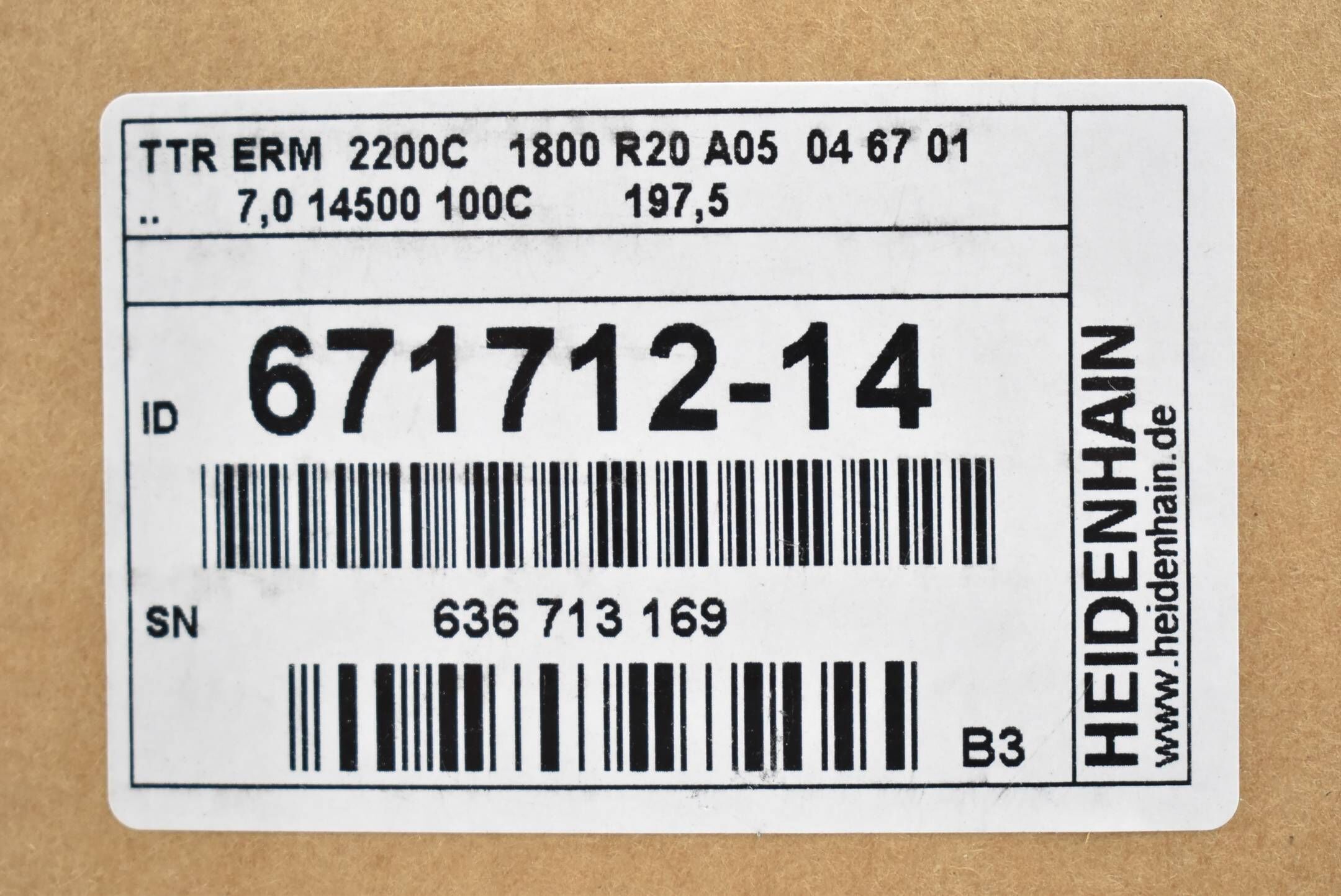 Heidenhain TTR ERM 2200C 1800 R20 A05 04 67 01 ( 671712-14 ) 671 712-14 Vers. B3