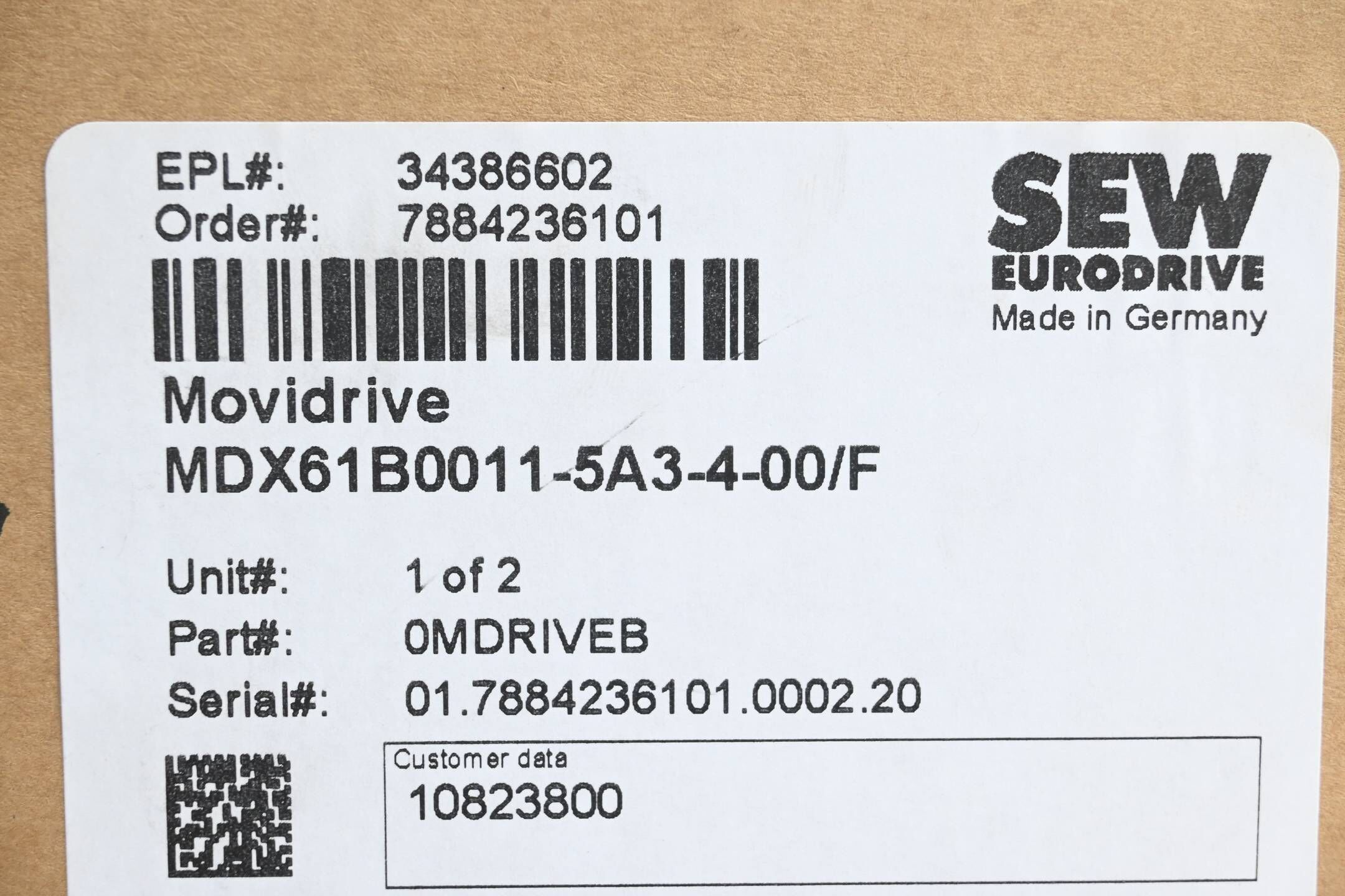 SEW Eurodrive Movidrive Umrichter MDX61B0011-5A3-4-00/F