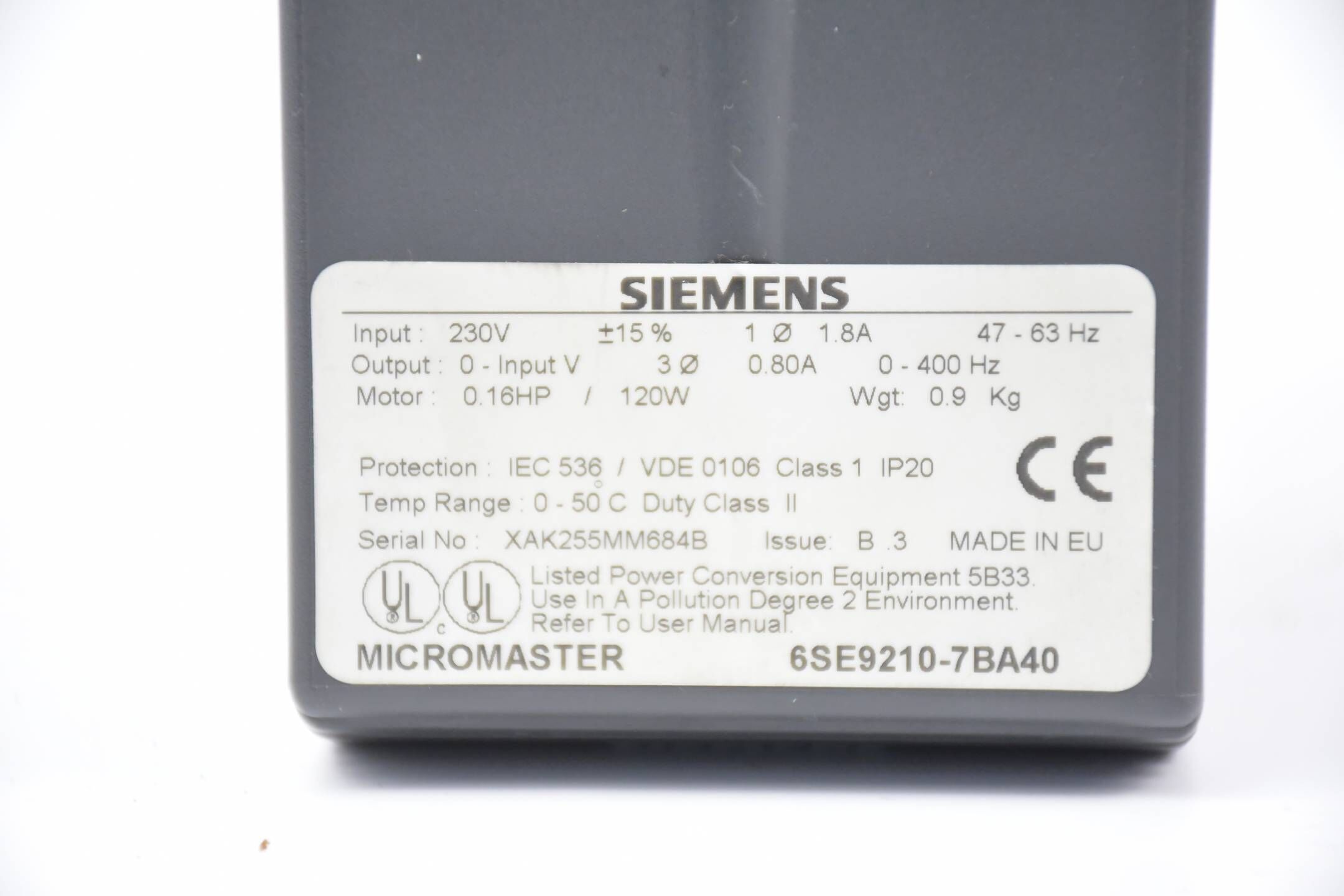Siemens Micromaster 6SE9210-7BA40 ( 6SE9 210-7BA40 )