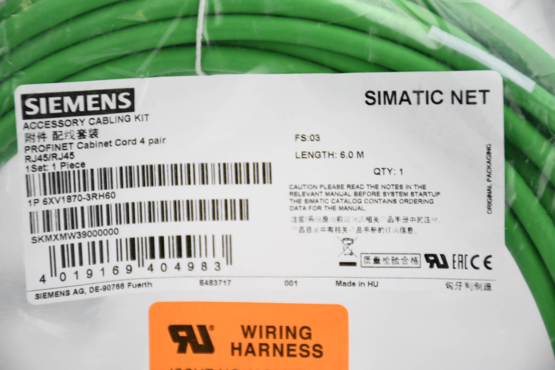 Siemens Industrial Ethernet TP XP Cord Kabel 6XV1870-3RH60 ( 6XV1 870-3RH60 )