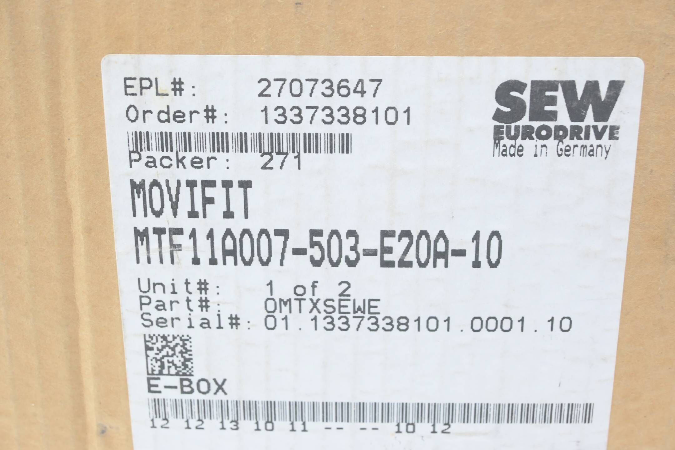 SEW Eurodrive MoviFit E-Box MTF11A007-503-E20A-10