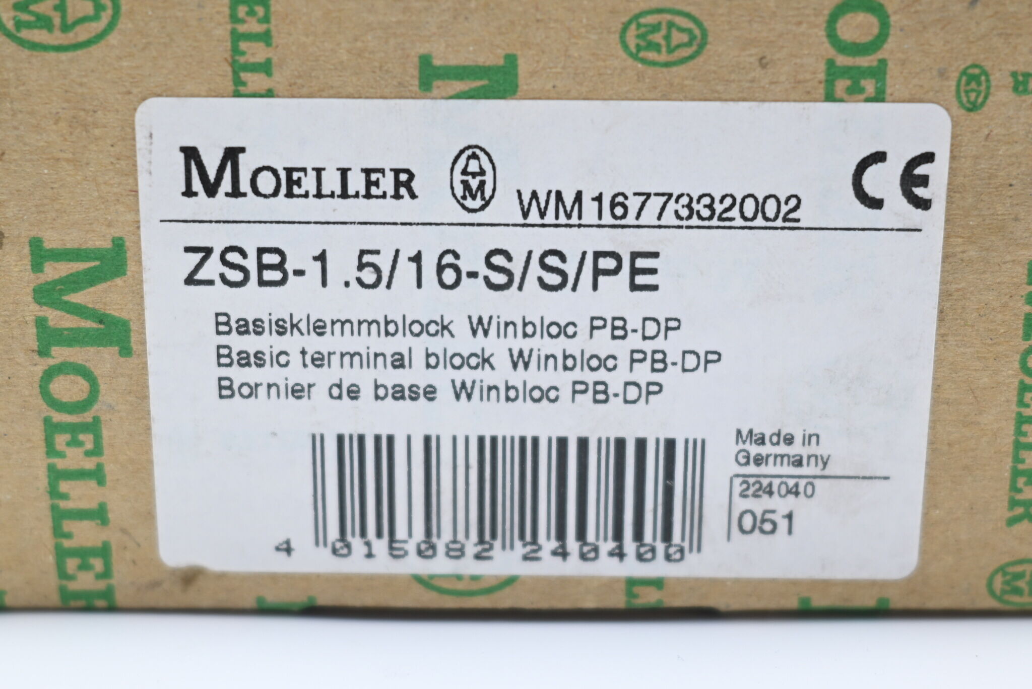 Moeller Basisklemmblock Winbloc PB-DP ZBS-1.5/16-S/S/PE