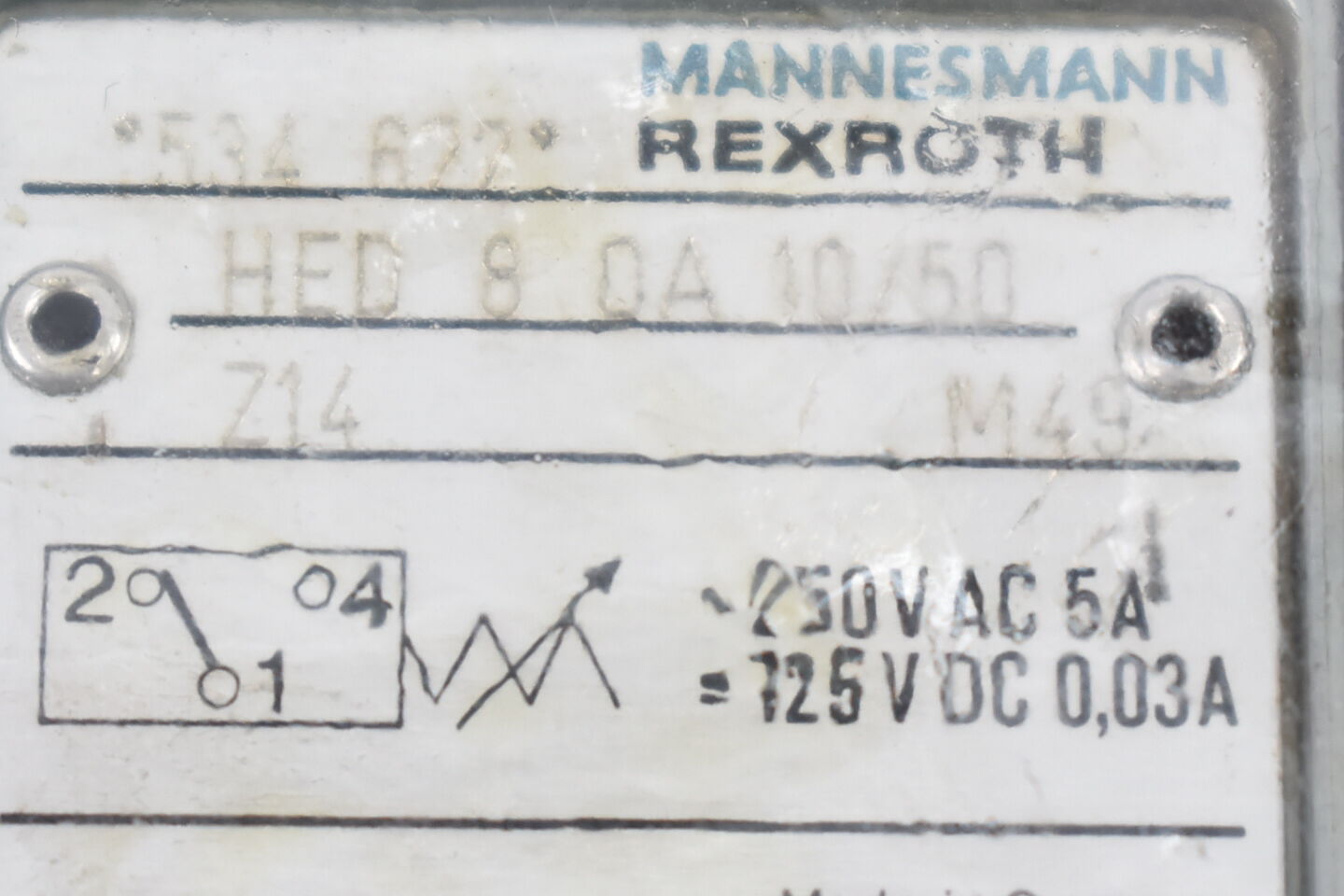 Mannesmann Rexroth Druckschalter HED 8 OA 10/50 Z14