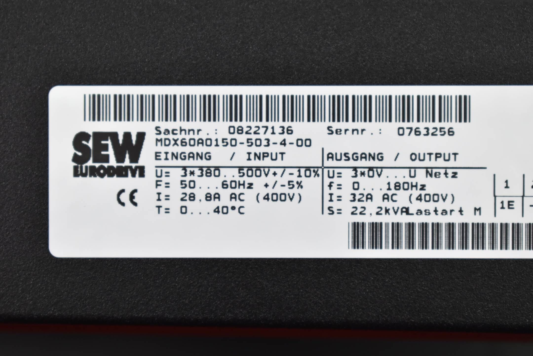 SEW Movidrive Eurodrive Umrichter MDX60A0150-503-4-00 + MDX61B0150-503-4-0T