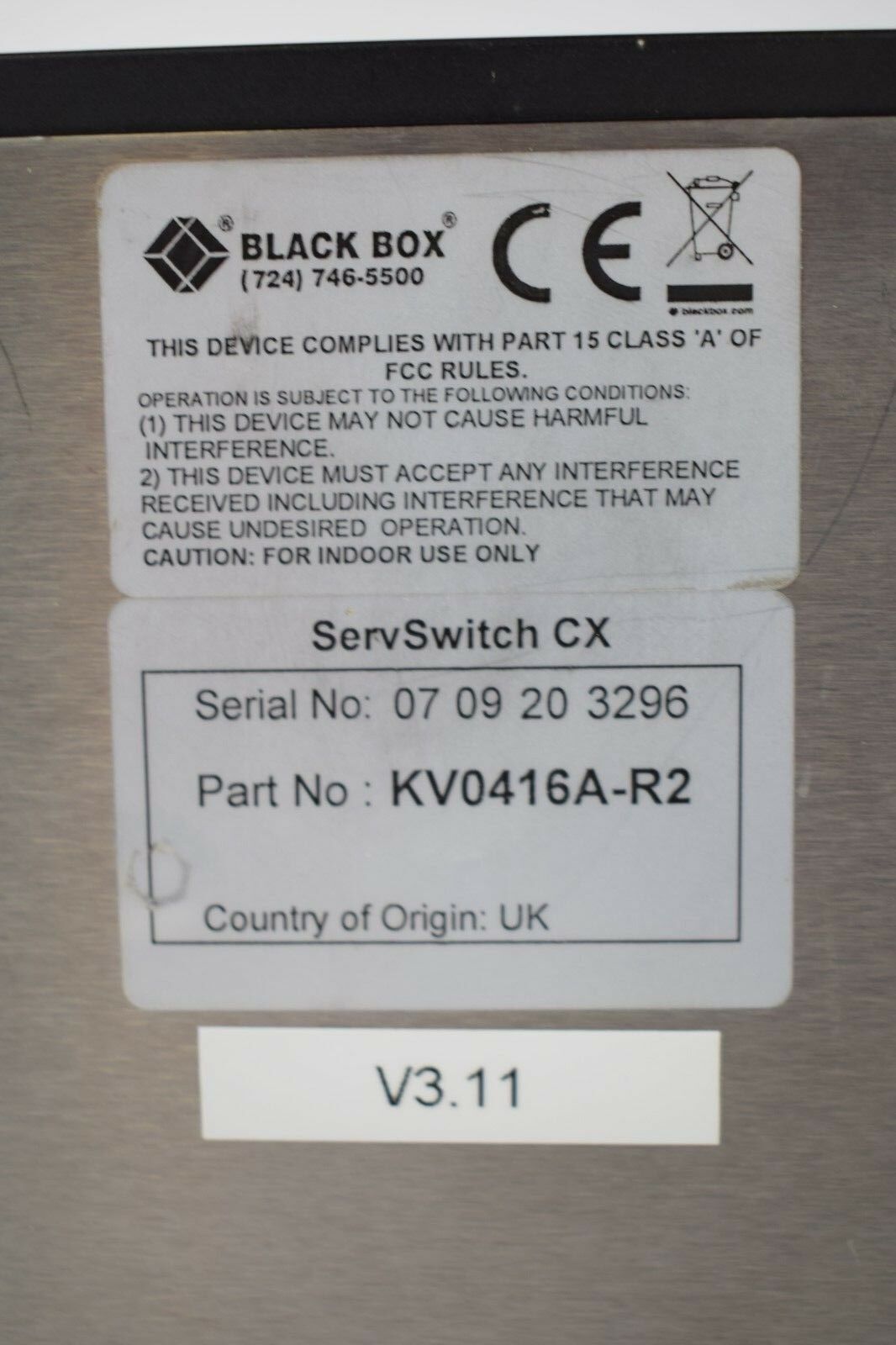 Black Box 724-746-550 ServSwitch CAT5 KVM ExtenderHub & ServSwitch CX KV0416A-R2
