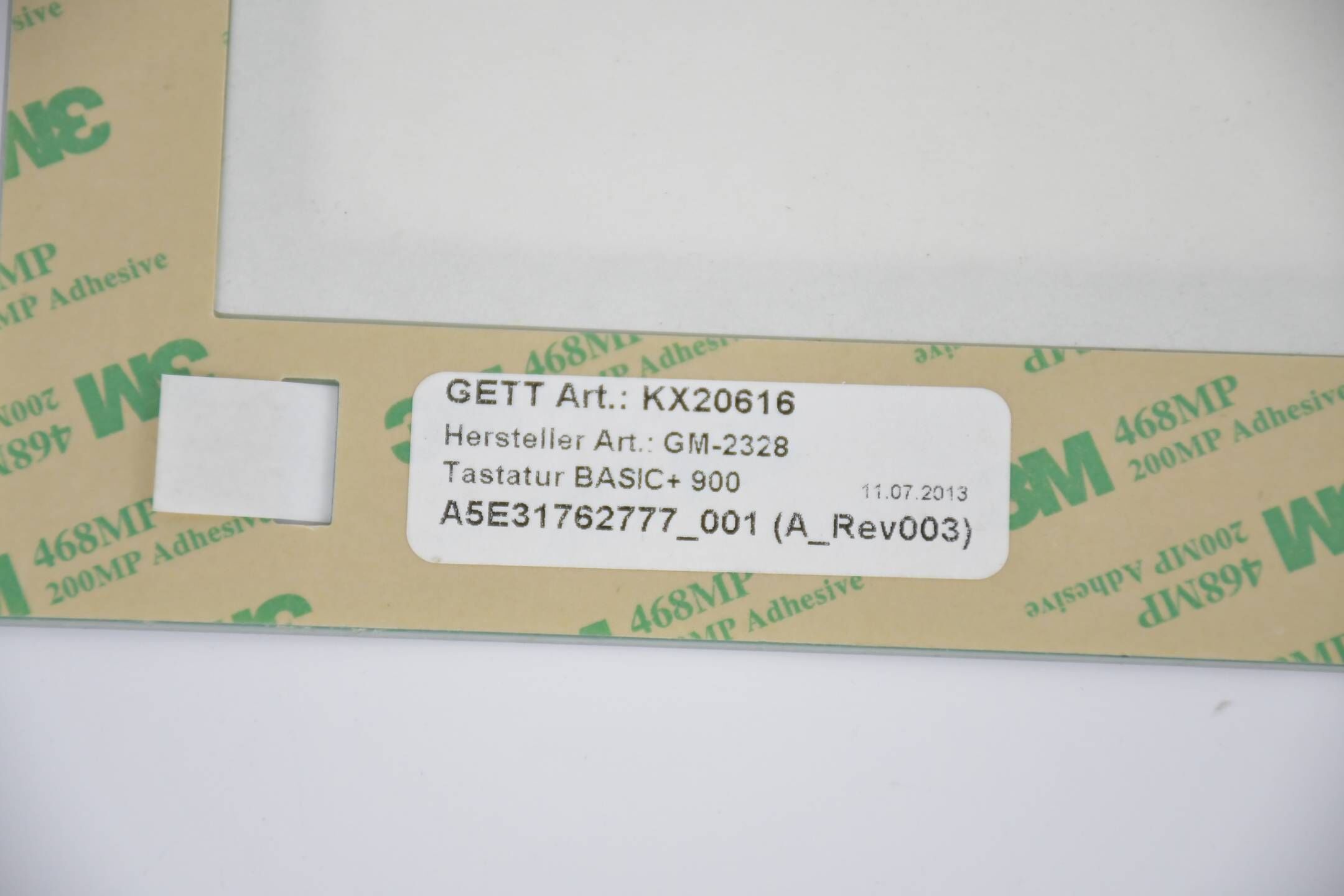 Siemens Simatic HMI Touch Ersatz Membran 1 Stk. KX20616 A5E31762777_001 A_Rev003