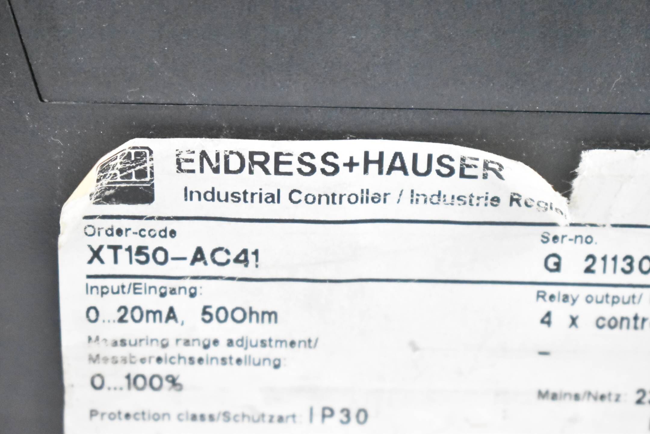 Endress + Hauser Industrie Regler XT150-AC41 ( XT150AC41 )