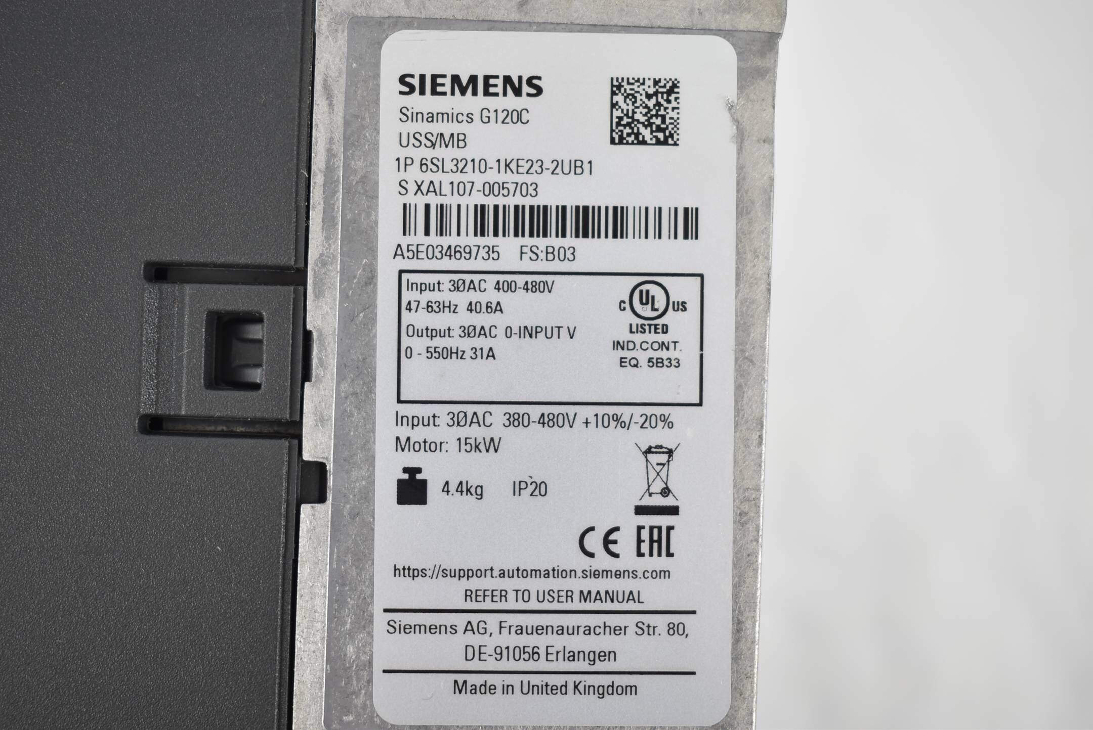 Siemens sinamics G120C 6SL3 210-1KE23-2UB1 ( 6SL3210-1KE23-2UB1 ) E.B03