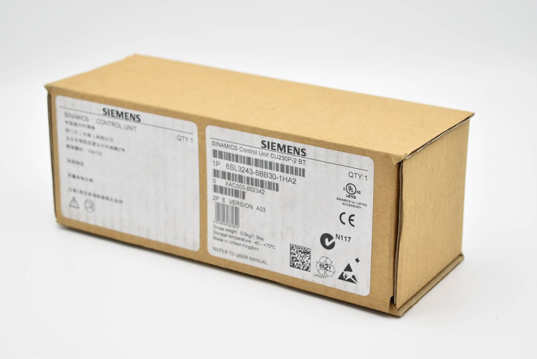 Siemens Sinamics Control Unit CU230P-2 BT 6SL3243-6BB30-1HA2  V.A03