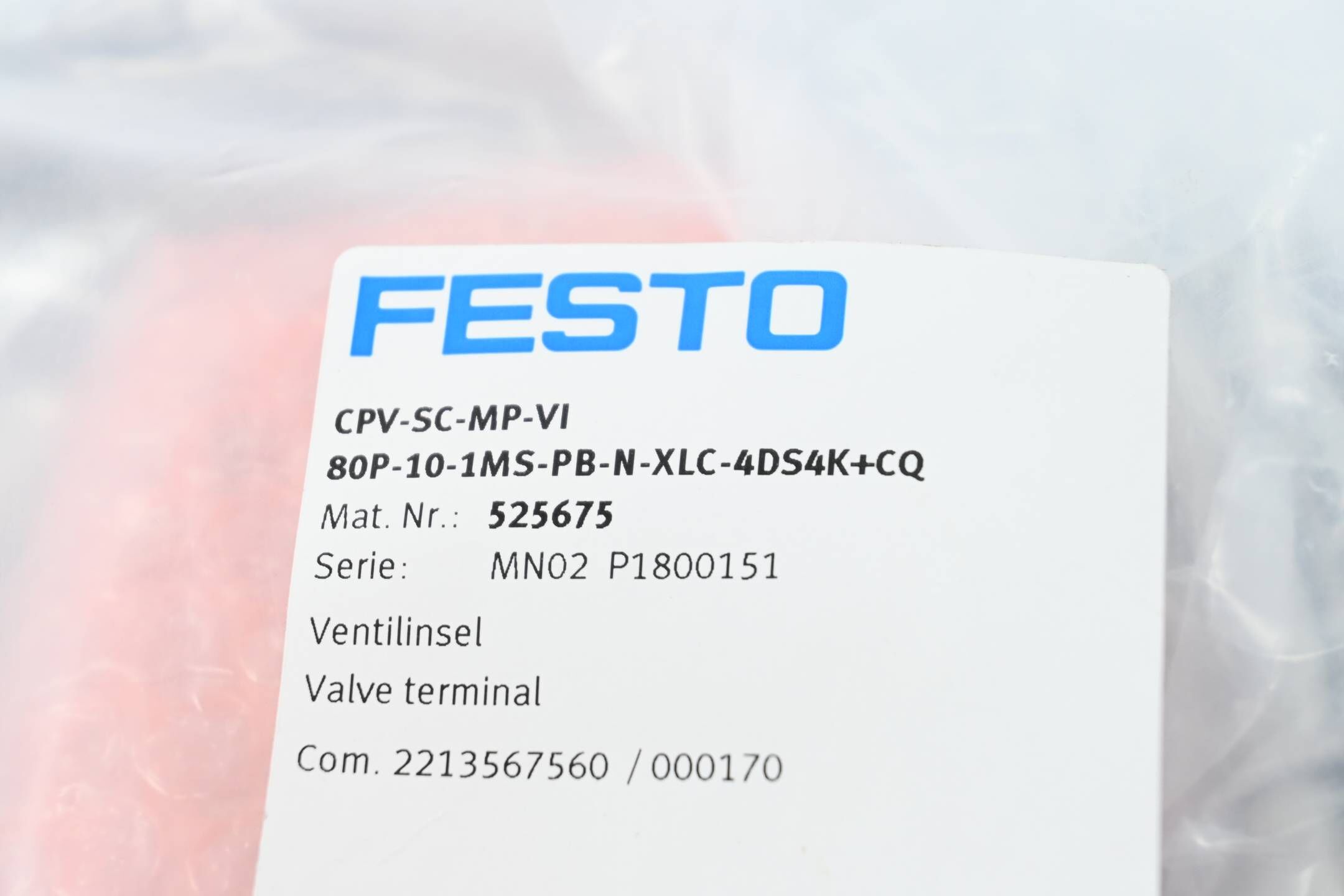 Festo Ventilinsel CPV-SC-MP-VI 80P-10-1MS-PB-N-XLC-4DS4K+CQ ( 525675 ) Ser: MN02