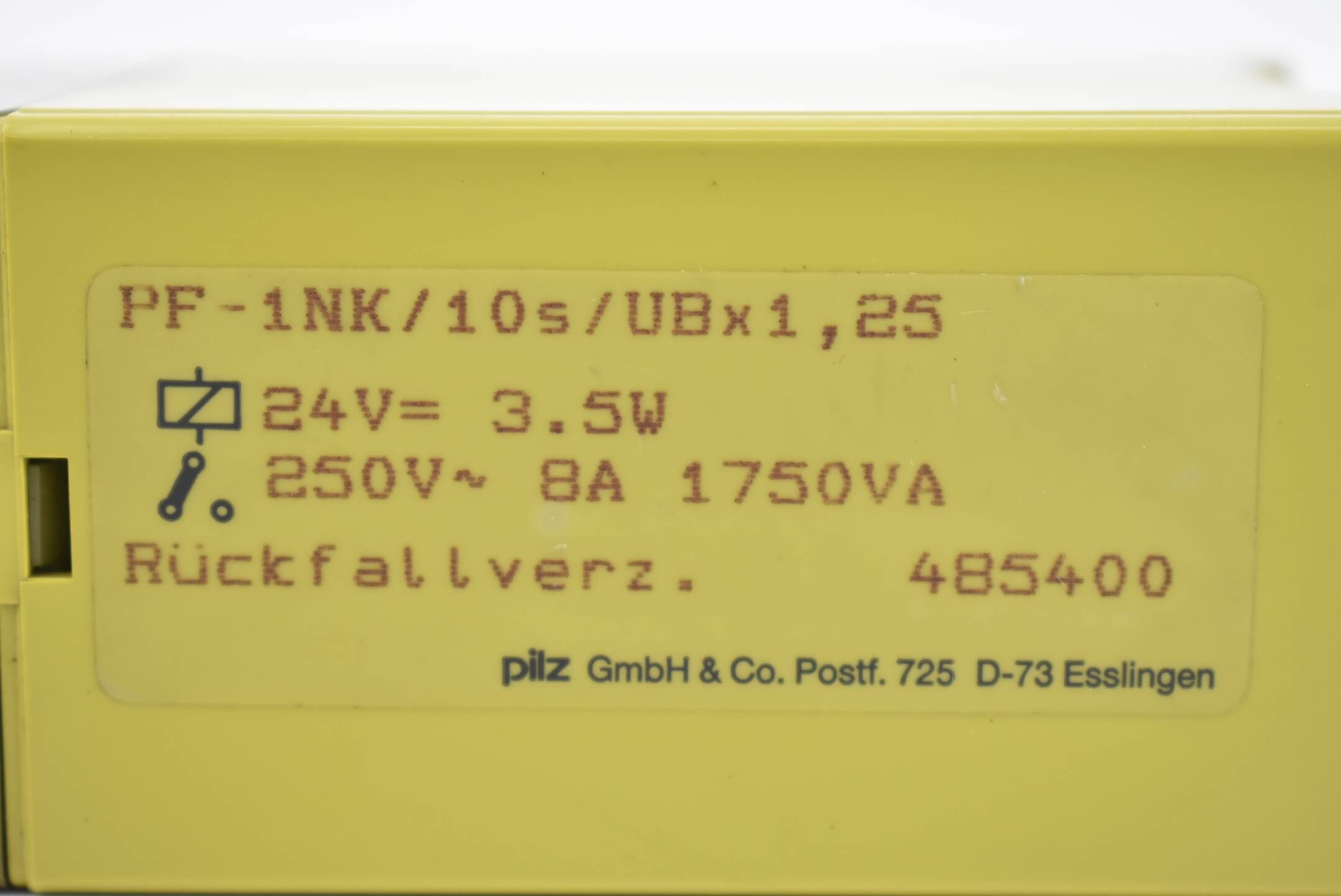 Pilz Sicherheits-Zeitrelais PF-1NK/10s/UBx1,25 ( 485400 ) 3,5W