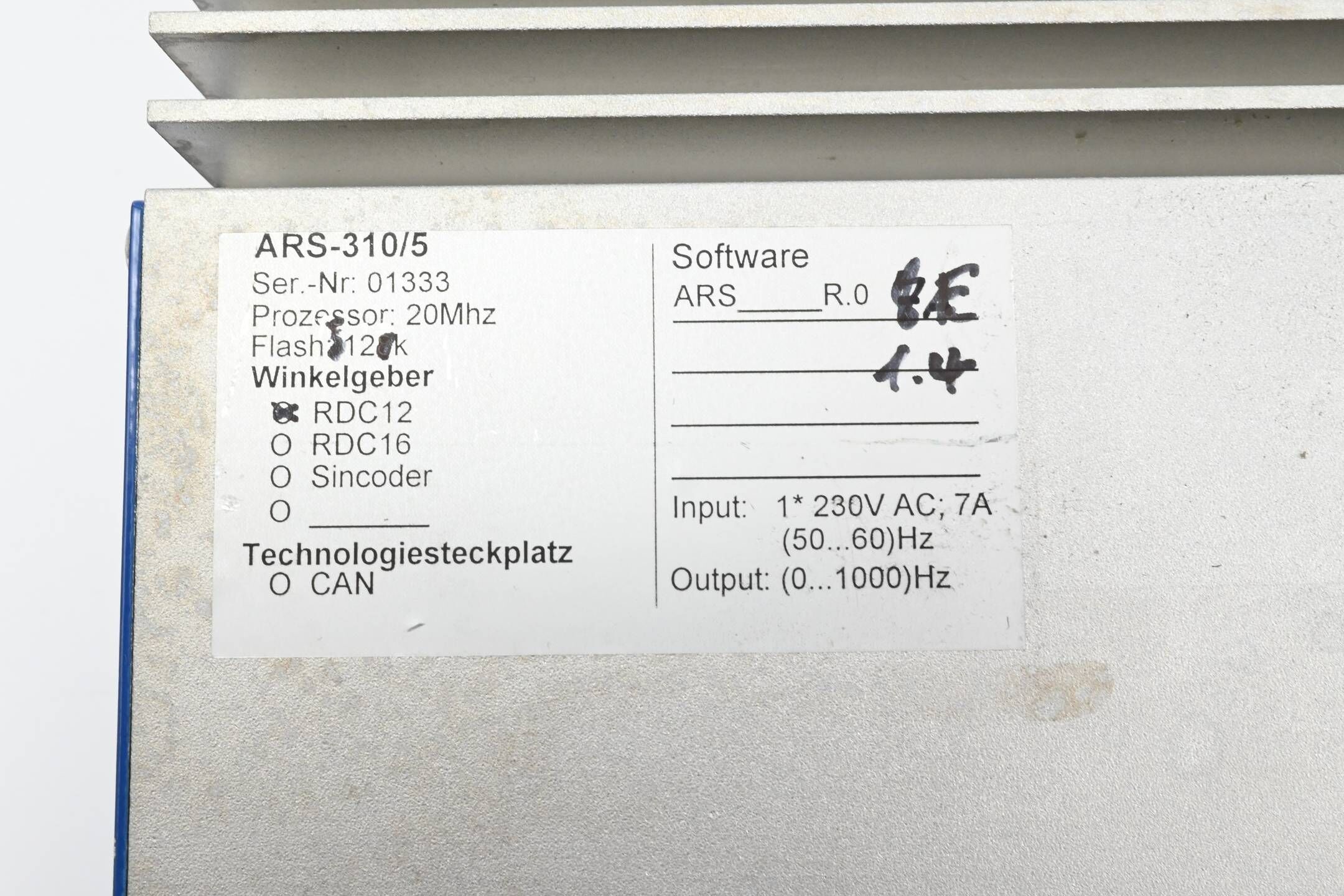 Metronix Servodrive Winkelgeber ARS-310/5 ( Software ARS_R.01.4 ) RDC12