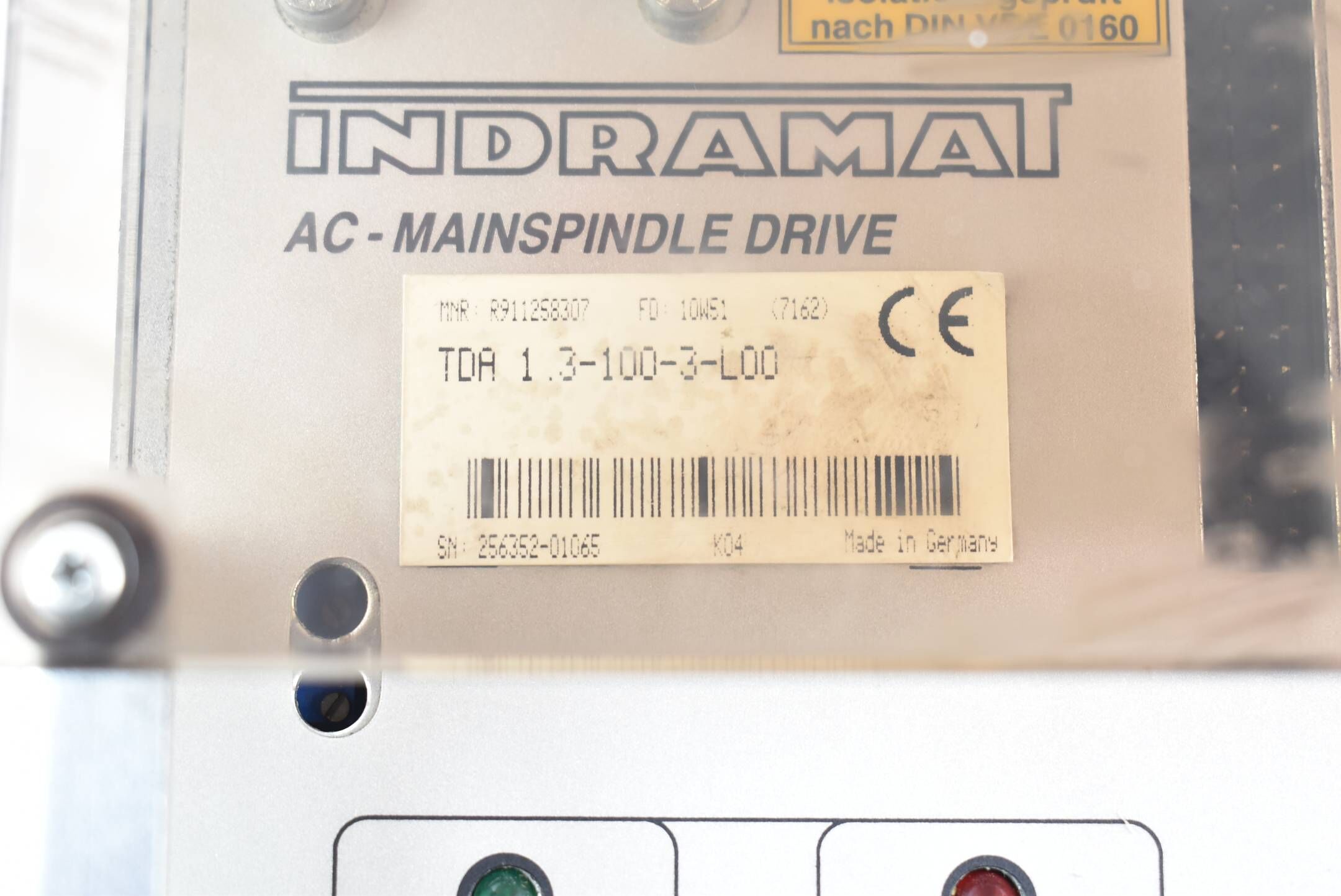 Indramat AC Mainspindle Drive TDA 1.3-100-3-L00 ( R911258307 )