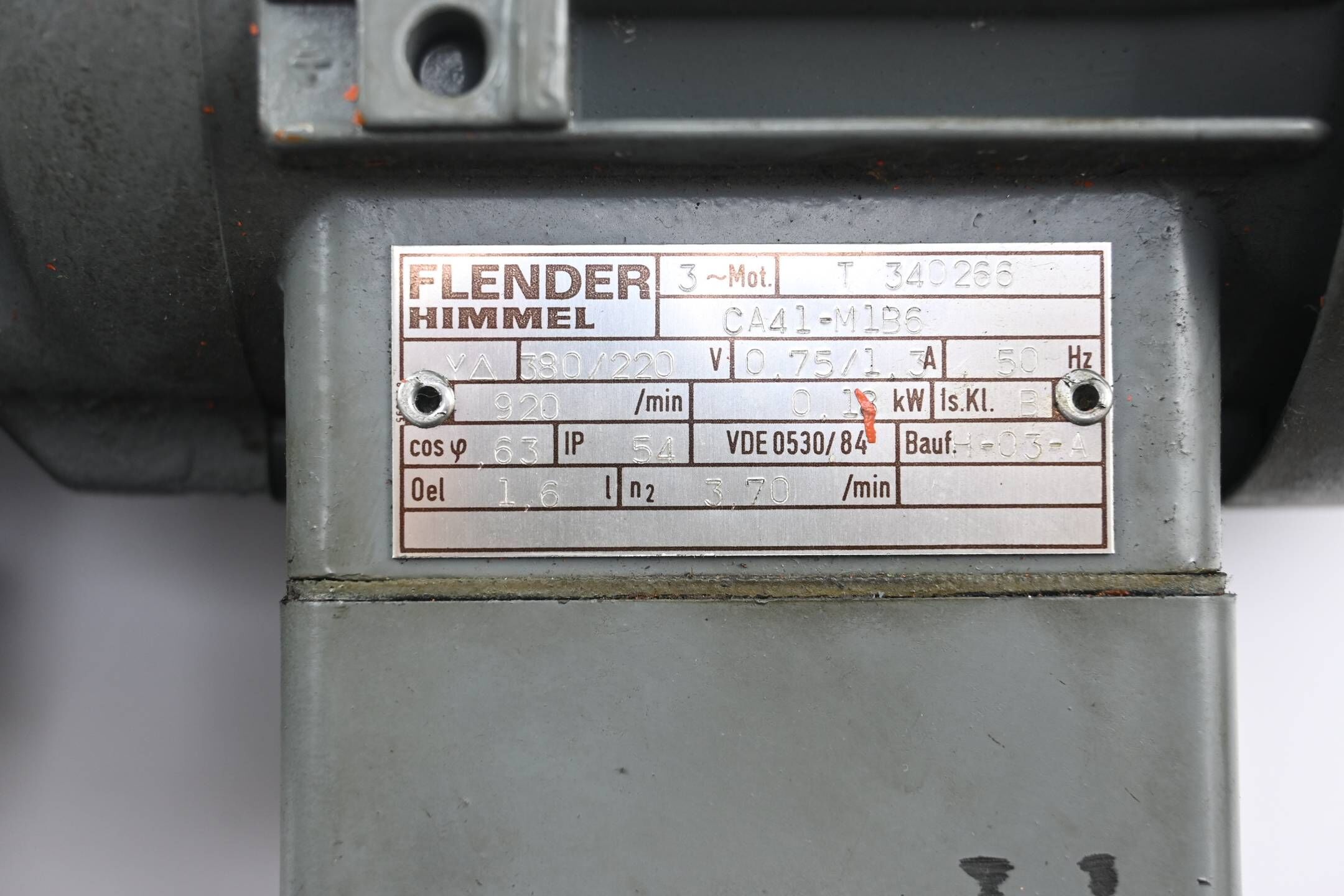 Flender Himmel Getriebemotor CA41-M1B6 ( 380/220V 0,75/1,3A 920/min )