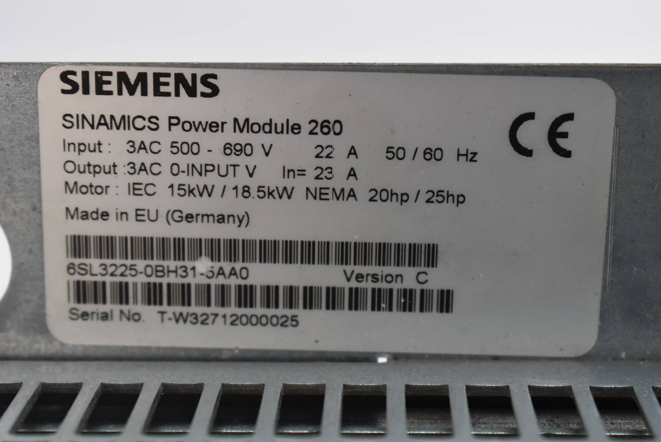 Siemens sinamics Power Module 260 6SL3225-0BH31-5AA0 ( 6SL3 225-0BH31-5AA0 )