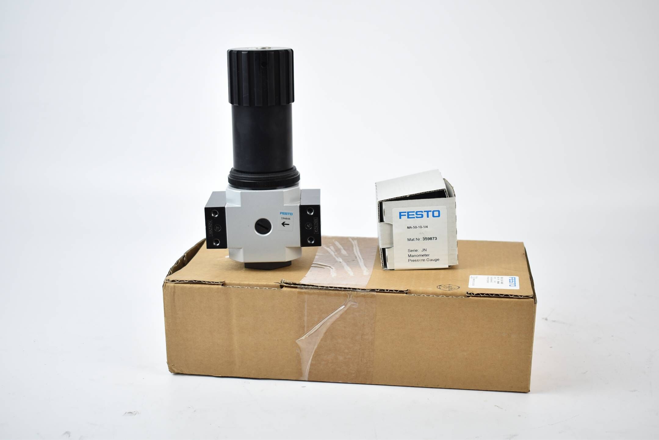 Festo Druckregelventil LRS-1/2-D-7-MIDI inkl. Festo Manometer MA-50-10-1/4