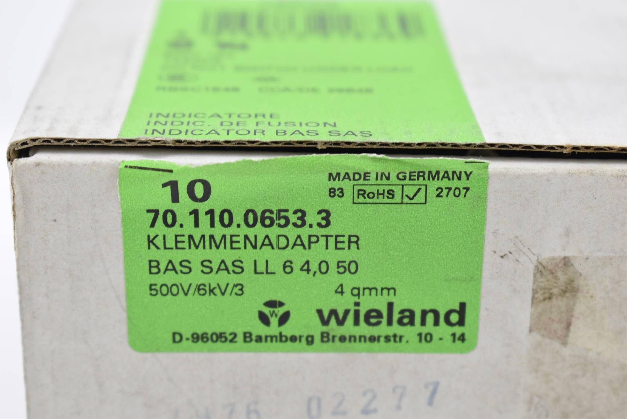 Wieland Klemmenadapter 600V 16A BAS SAS LL 6 4,3 50 4qmm ( 70.110.0653.3 )