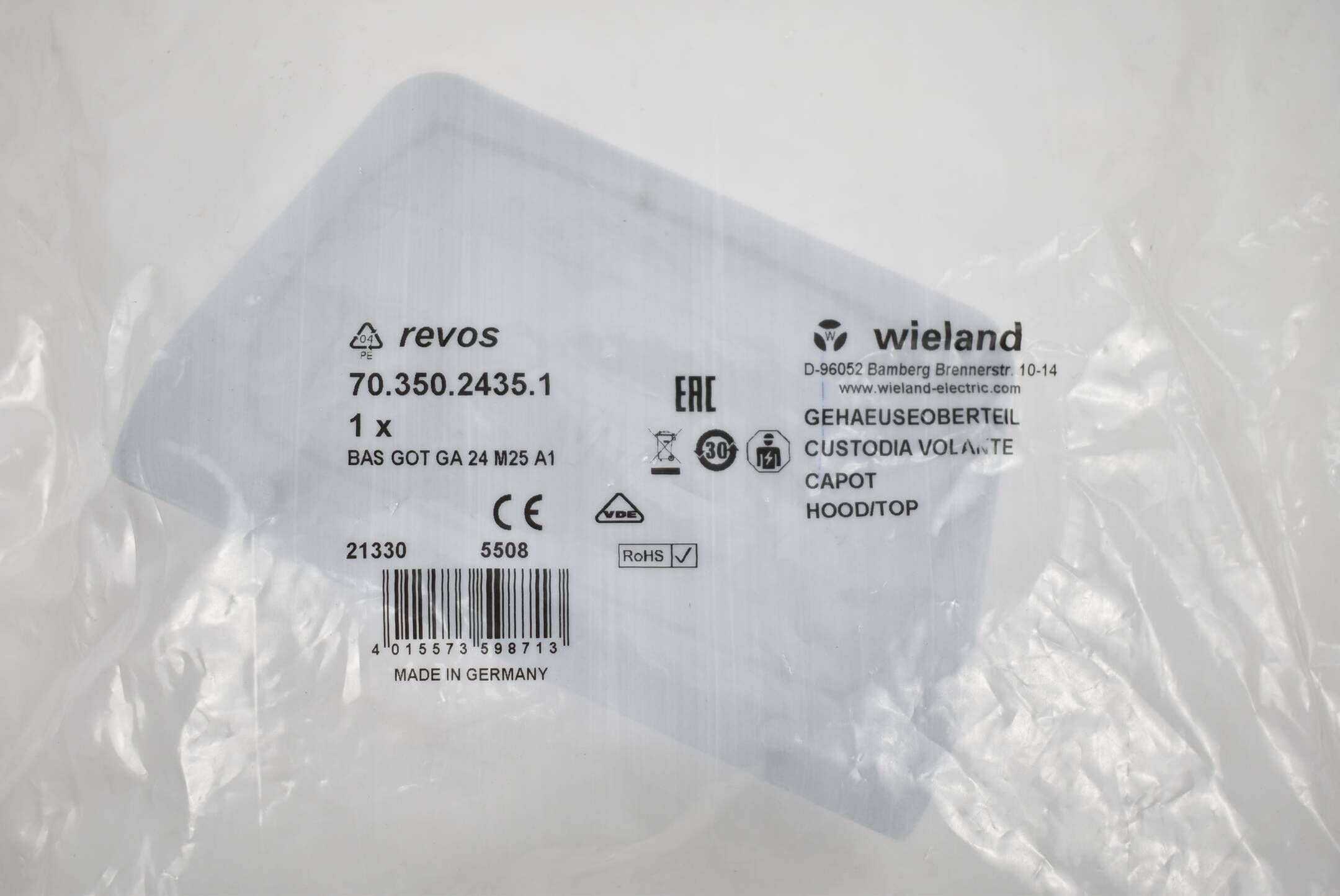 Wieland Gehäuseoberteil 70.350.2435.1 ( BAS GOT GA 24 M25 A1 )