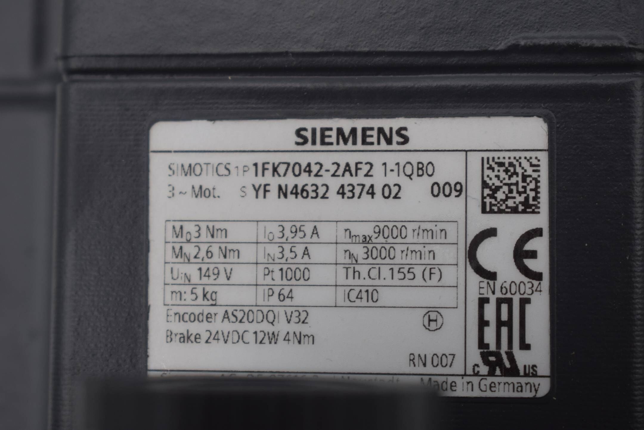 Siemens simotics S 1FK7042-2AF21-1QB0 ( 1FK7 042-2AF21-1QB0 ) 