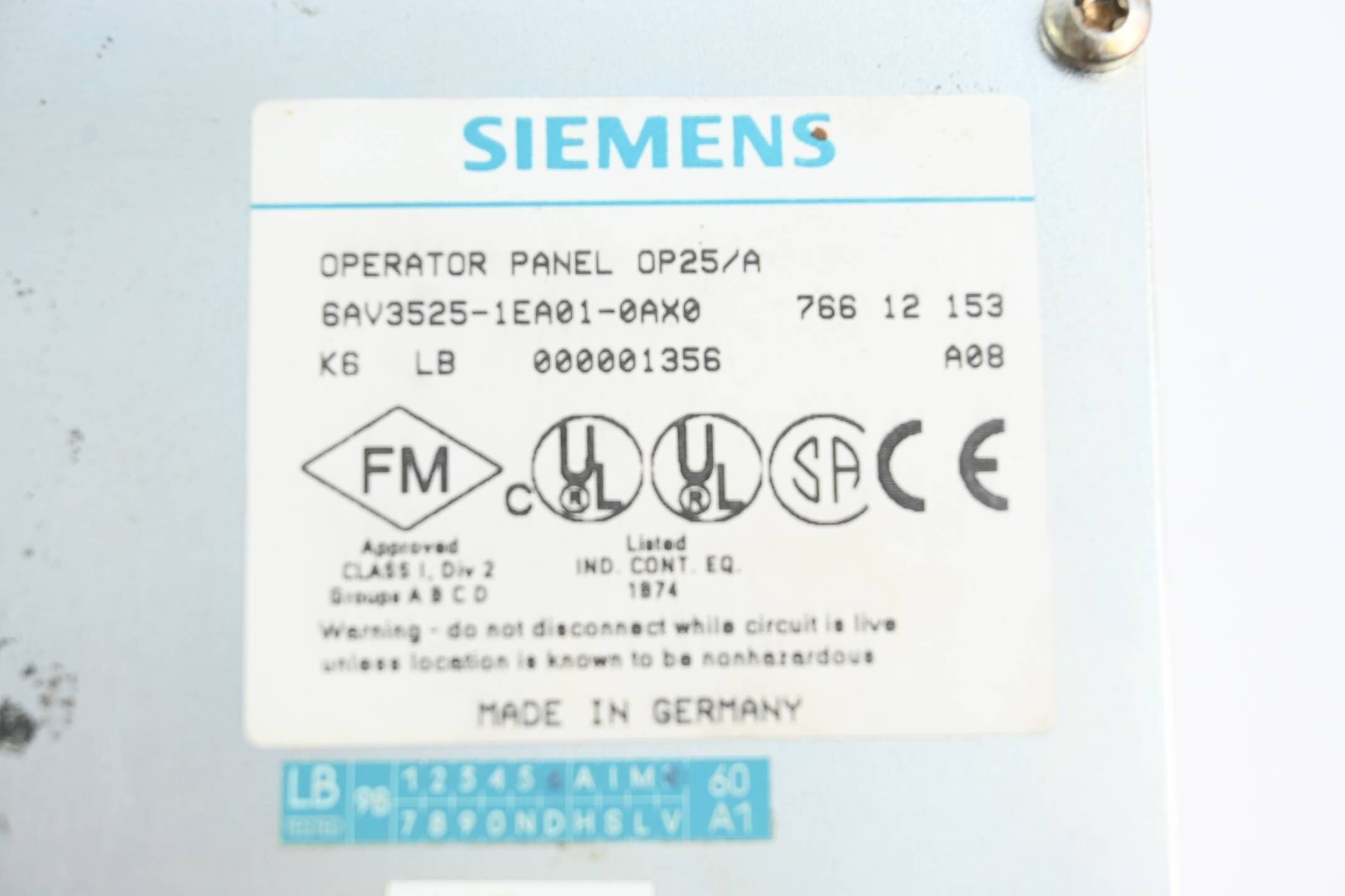 GENERALÜBERHOLT Siemens simatic OP25 mit SW-LCD 6AV3525-1EA01-0AX0