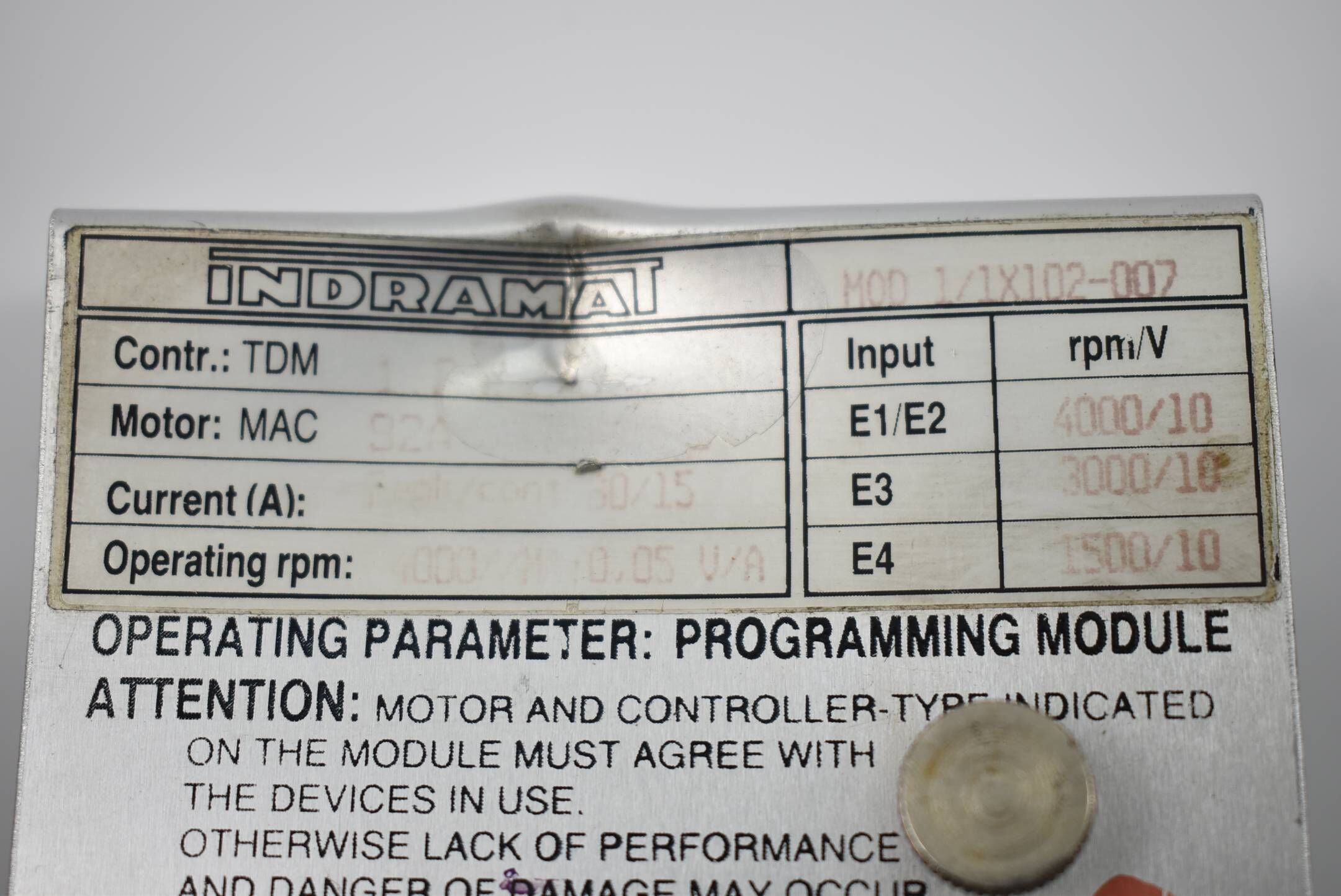 Indramat Programmierungsmodul MOD 1/1X102-007