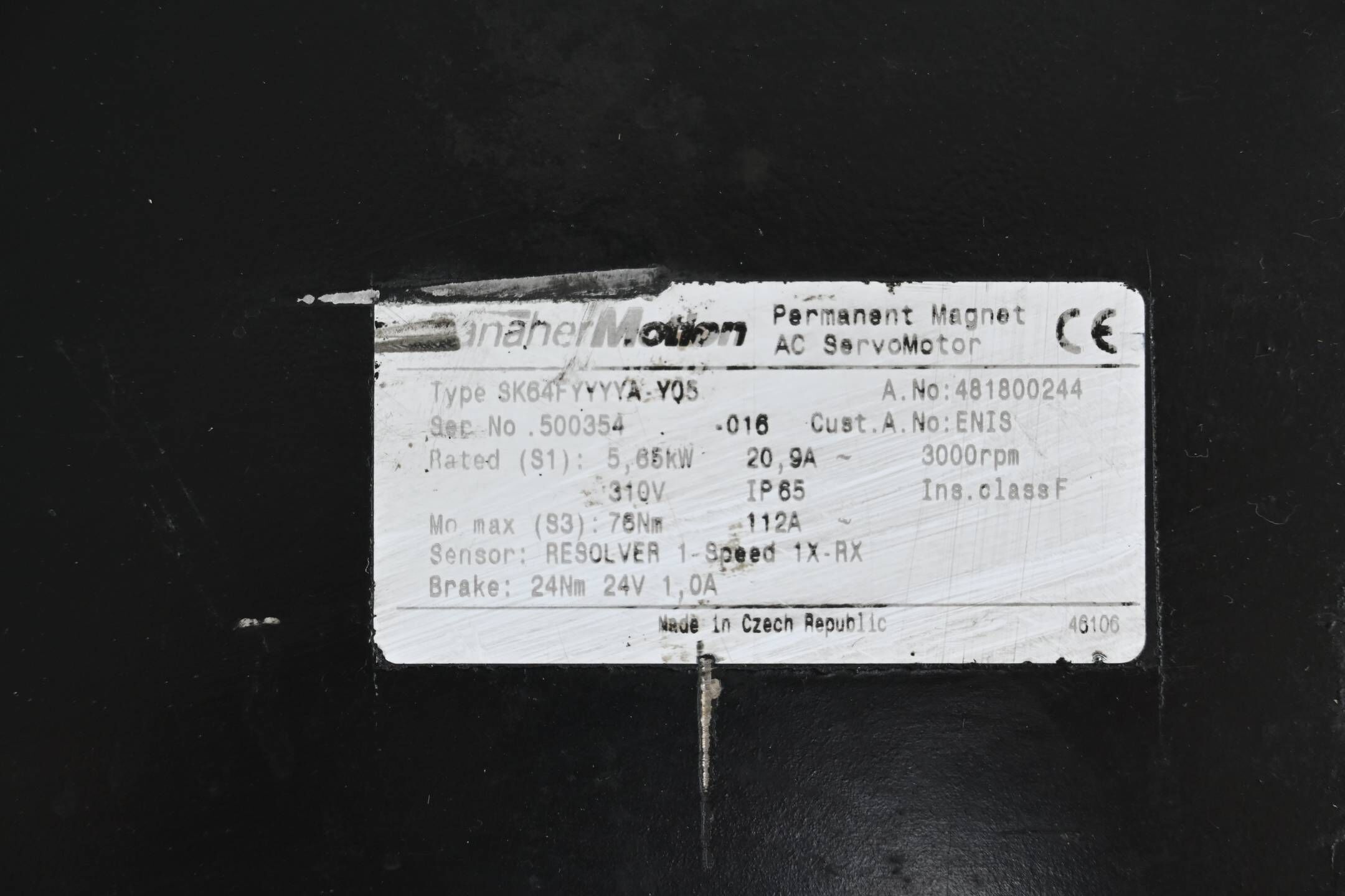 Danaher Motion Permanent Magnet AC Servo Motor SK64FYYYYA-Y05 ( 481800244 )