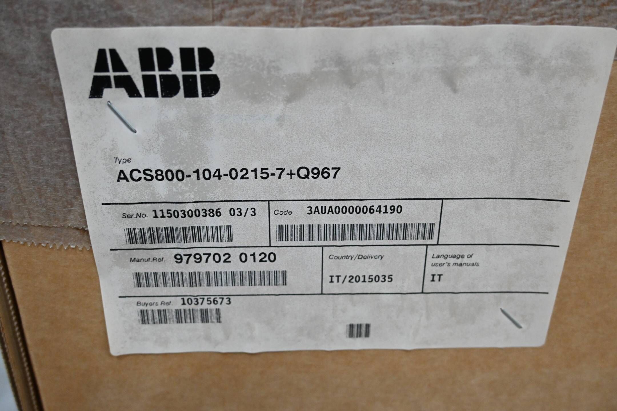 ABB Frequenzumrichter ACS800-104-0215-7+Q967