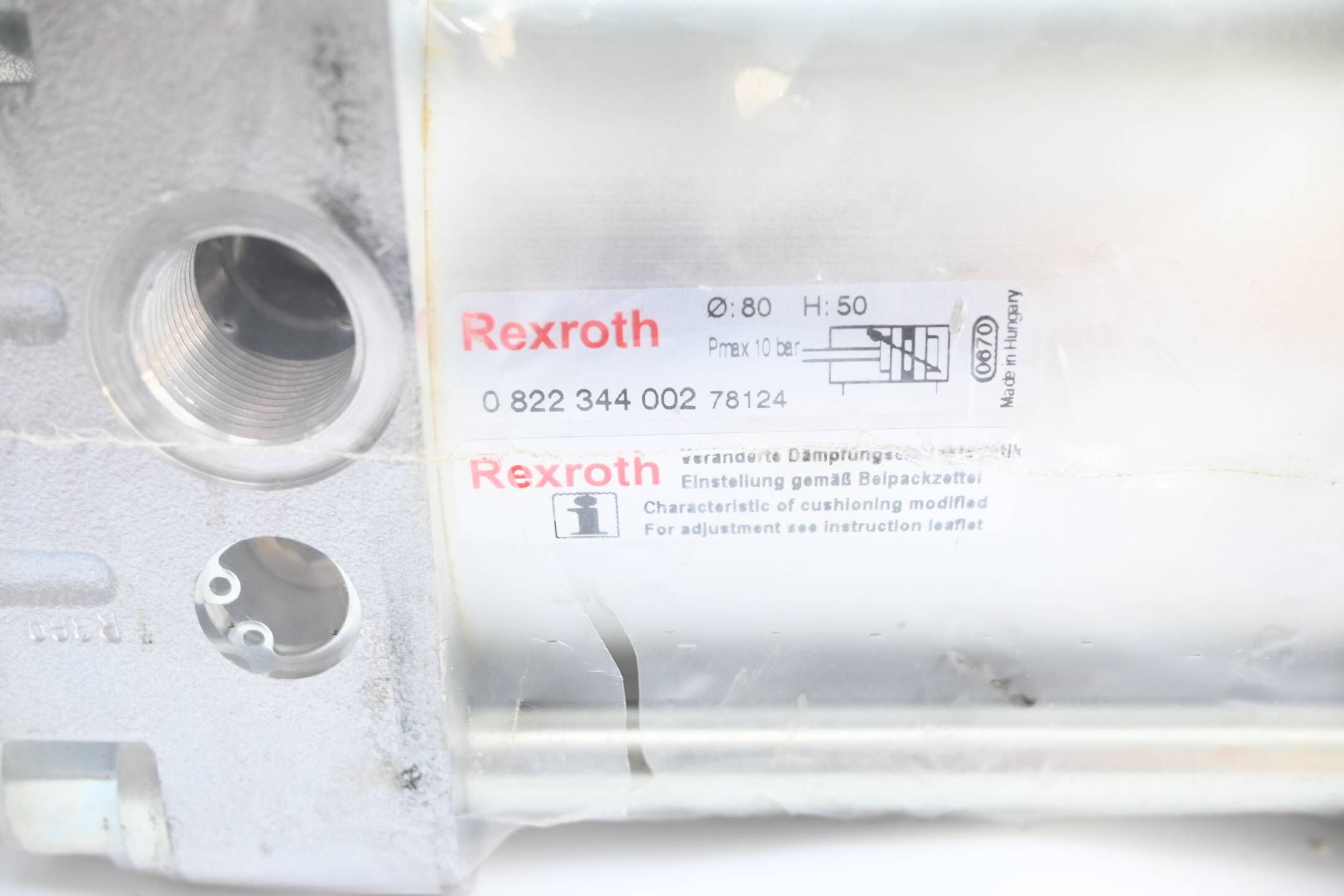 Rexroth Pneumatikzylinder 0822344002 ( 0 822 344 002 ) ⌀: 80 H: 50 Pmax: 10bar